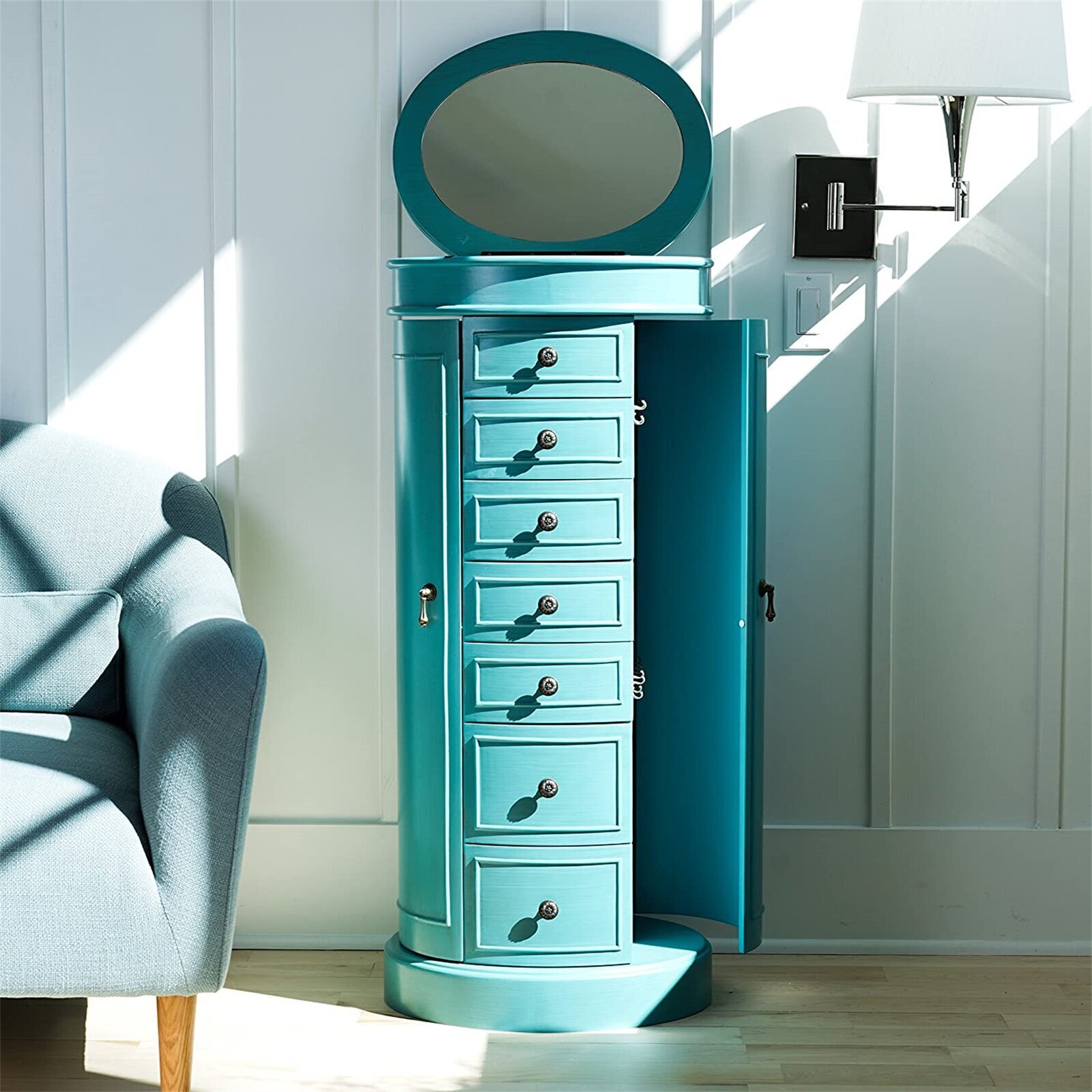 Turquoise Vintage Jewelry Armoire
