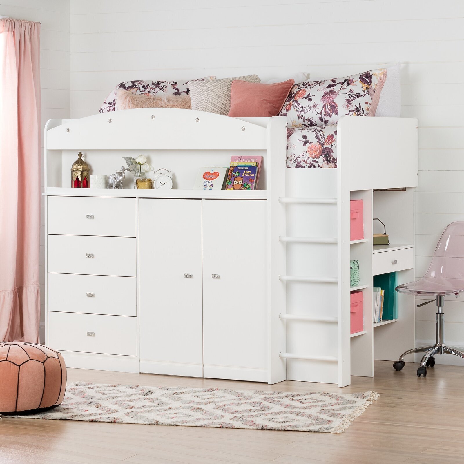 Twin 4 Drawer Loft Bed With Built In Desk