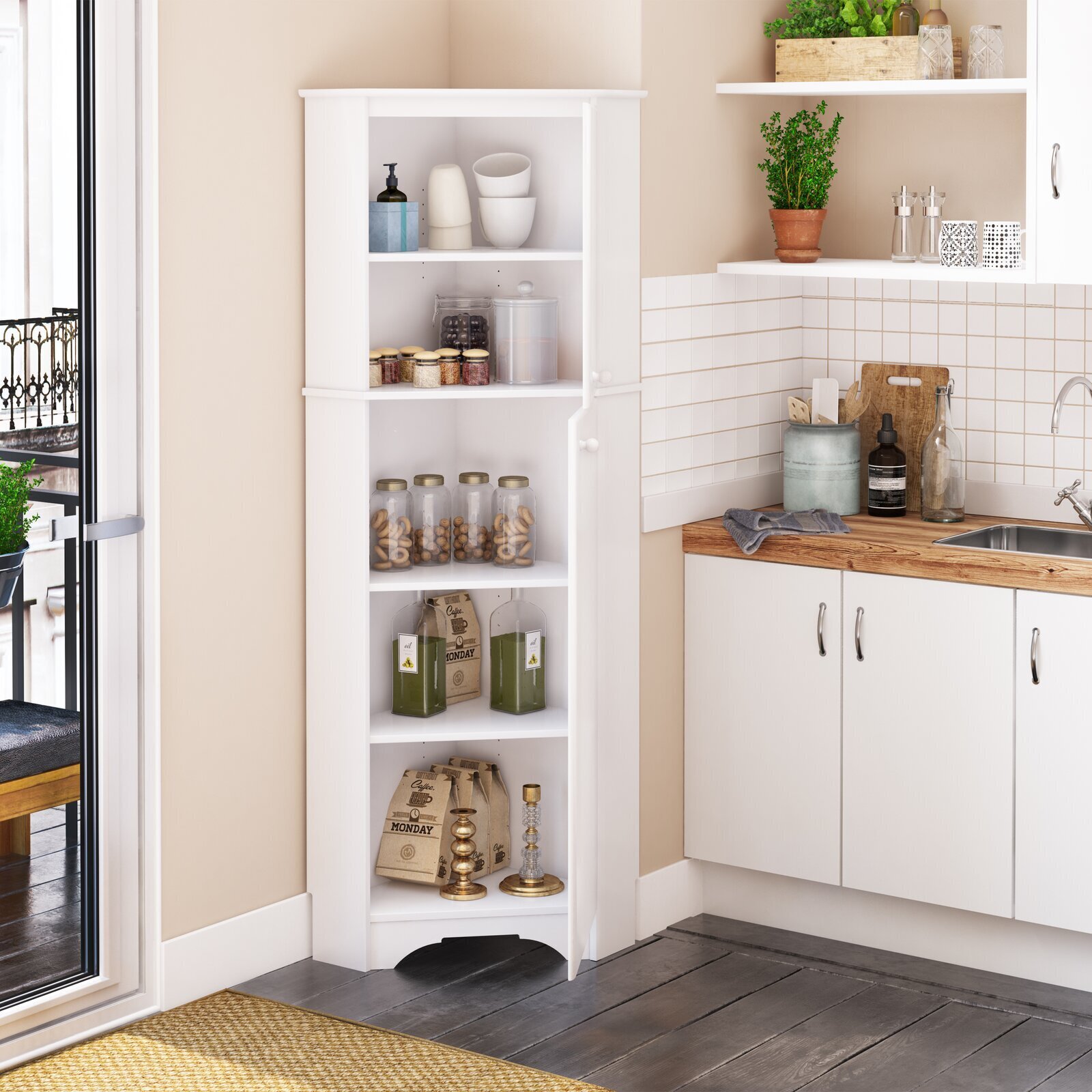 Two Door Narrow Kitchen Cabinet