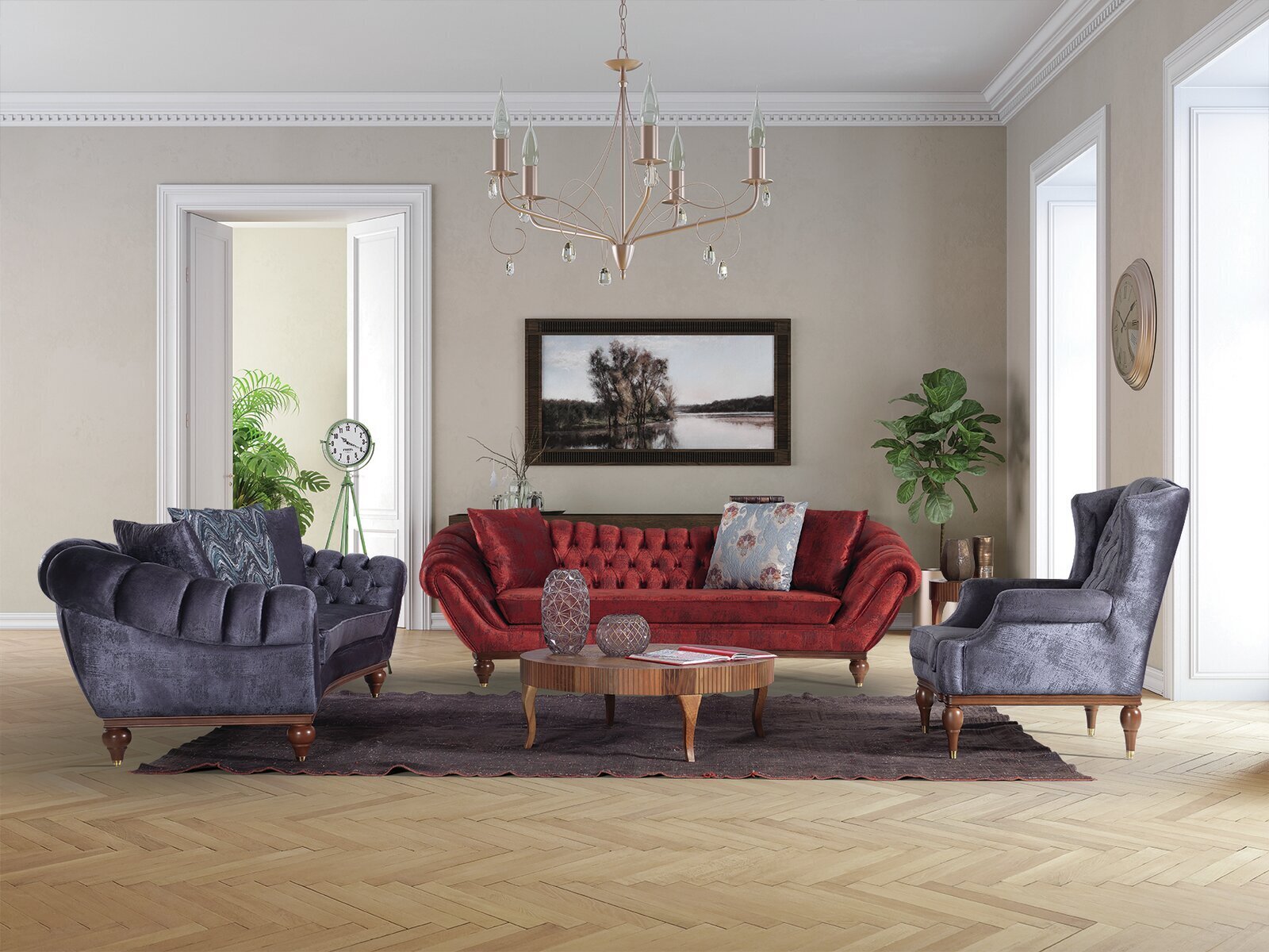 Two toned Luxury Victorian Living Room Furniture