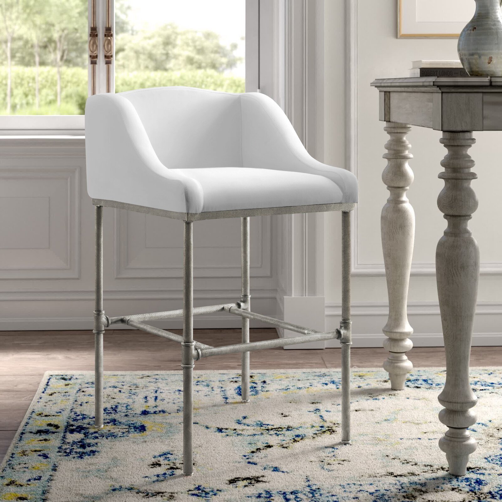 Upholstered and Metal Bar Stool