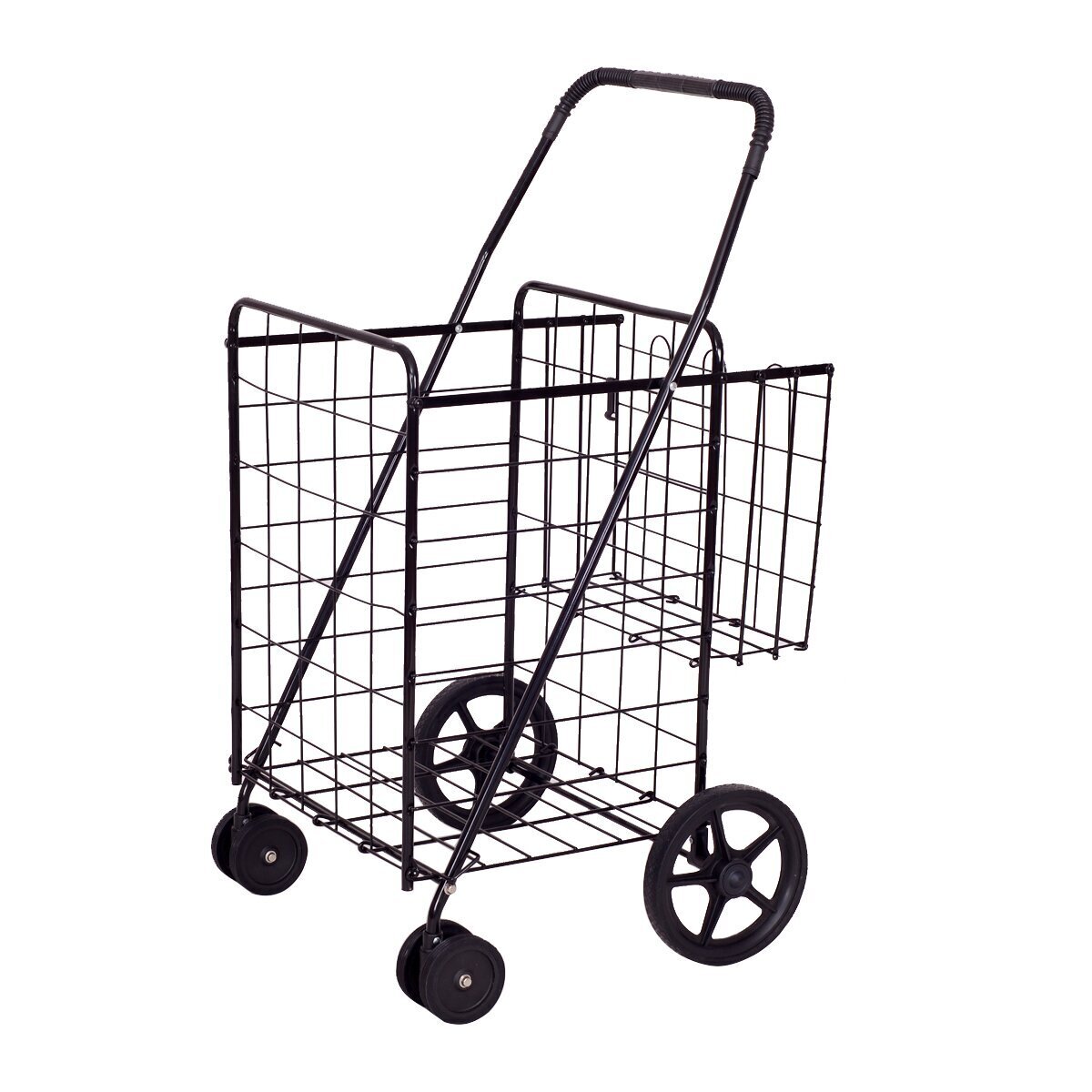 Utility Folding Shopping Cart with Rear Basket