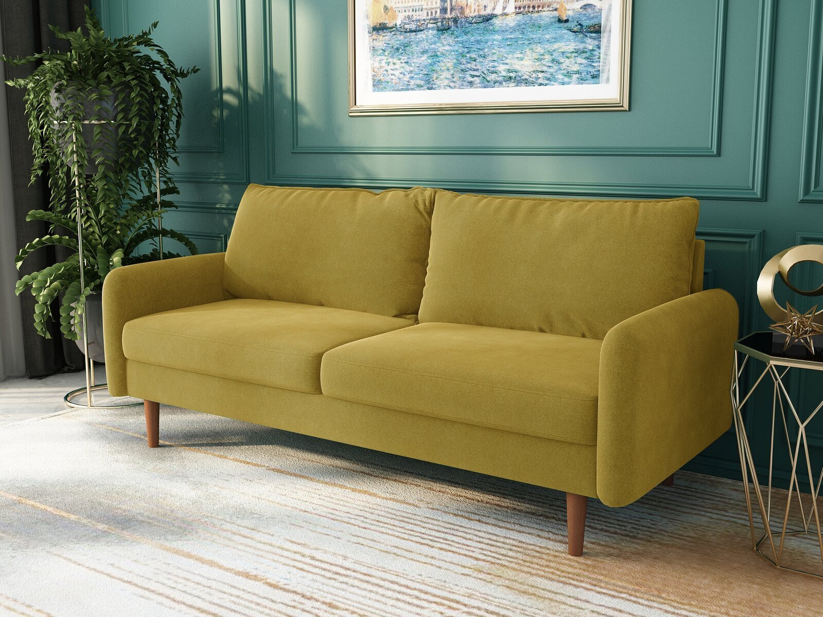 Velvet Japandi Sofa 