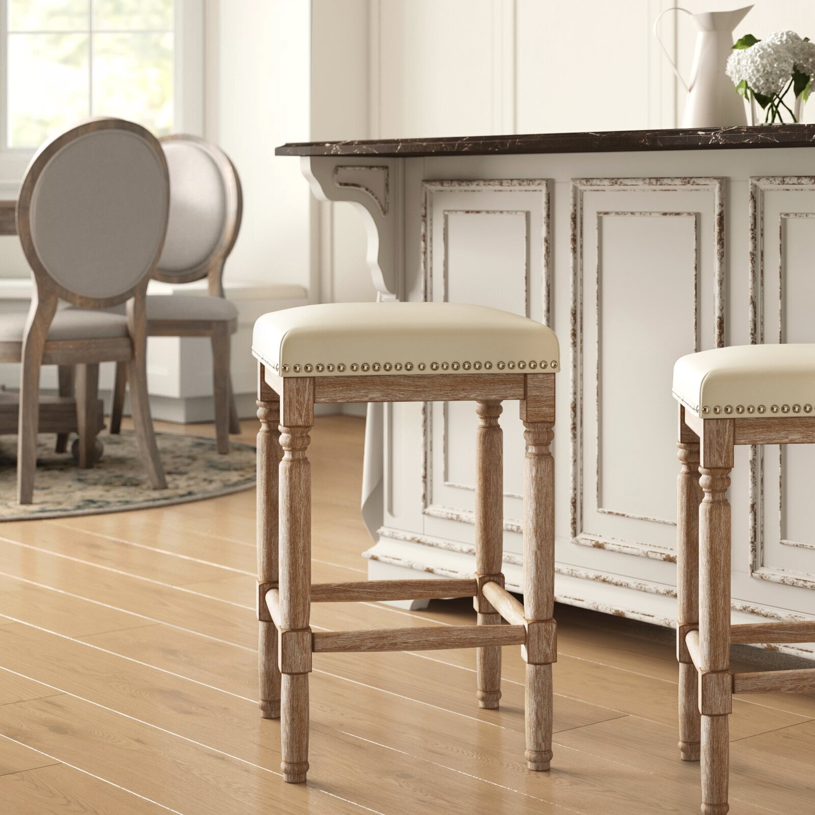 Versatile Backless Mixed Material Bar Stools