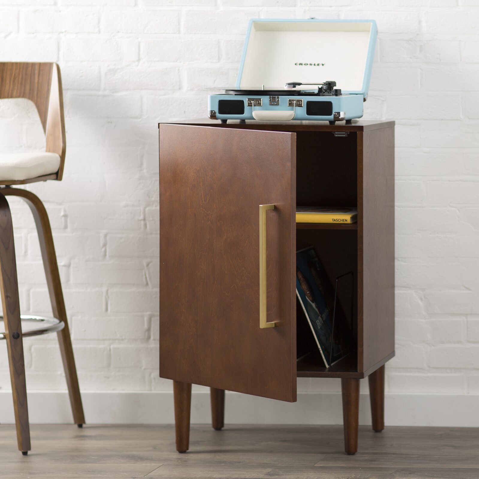 Vibrant Record Player Cabinet with Doors 