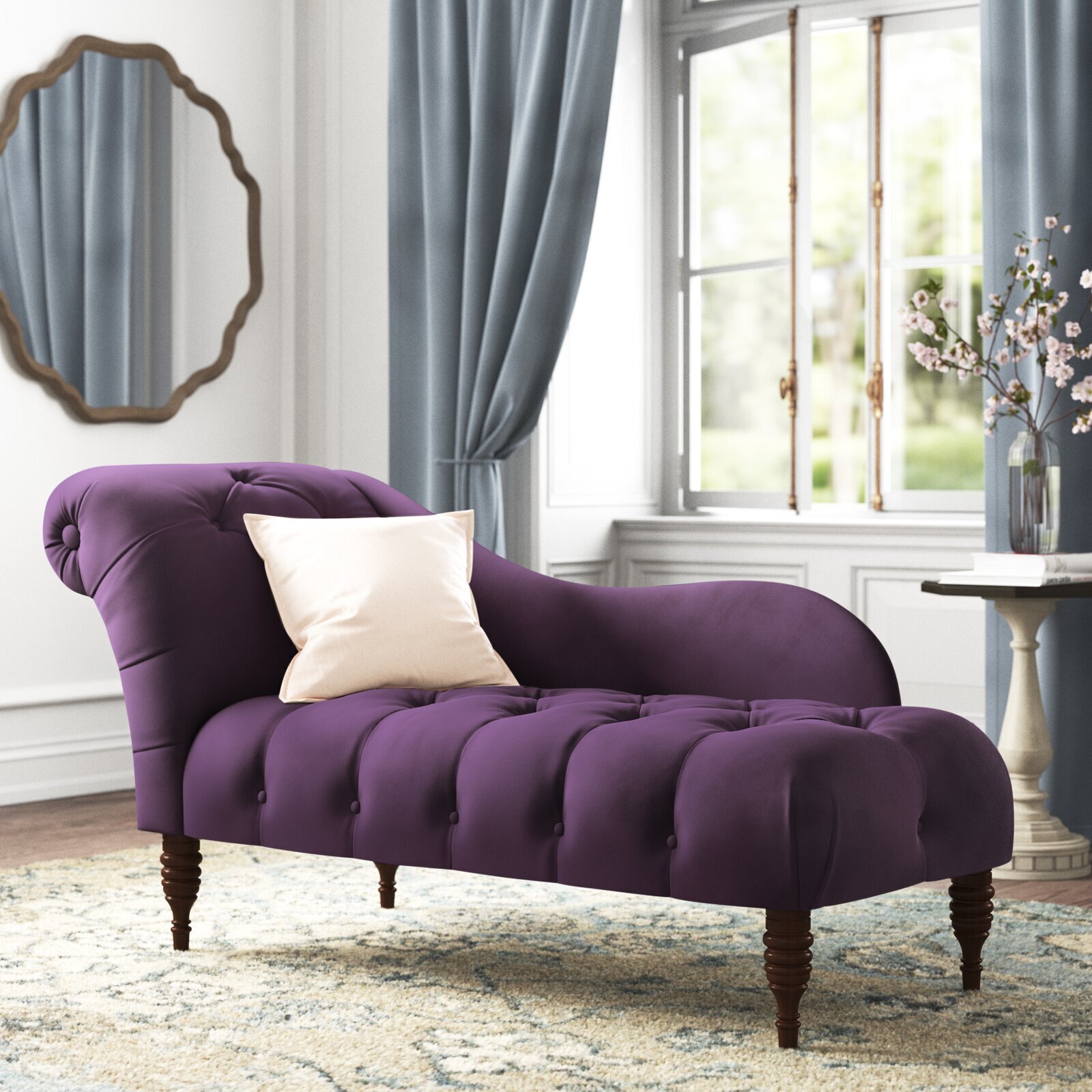 Victorian lounge chair with tufted upholstery