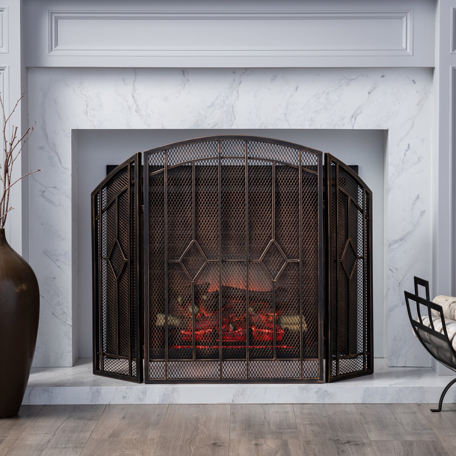 Vintage Rod Iron Fireplace Screen
