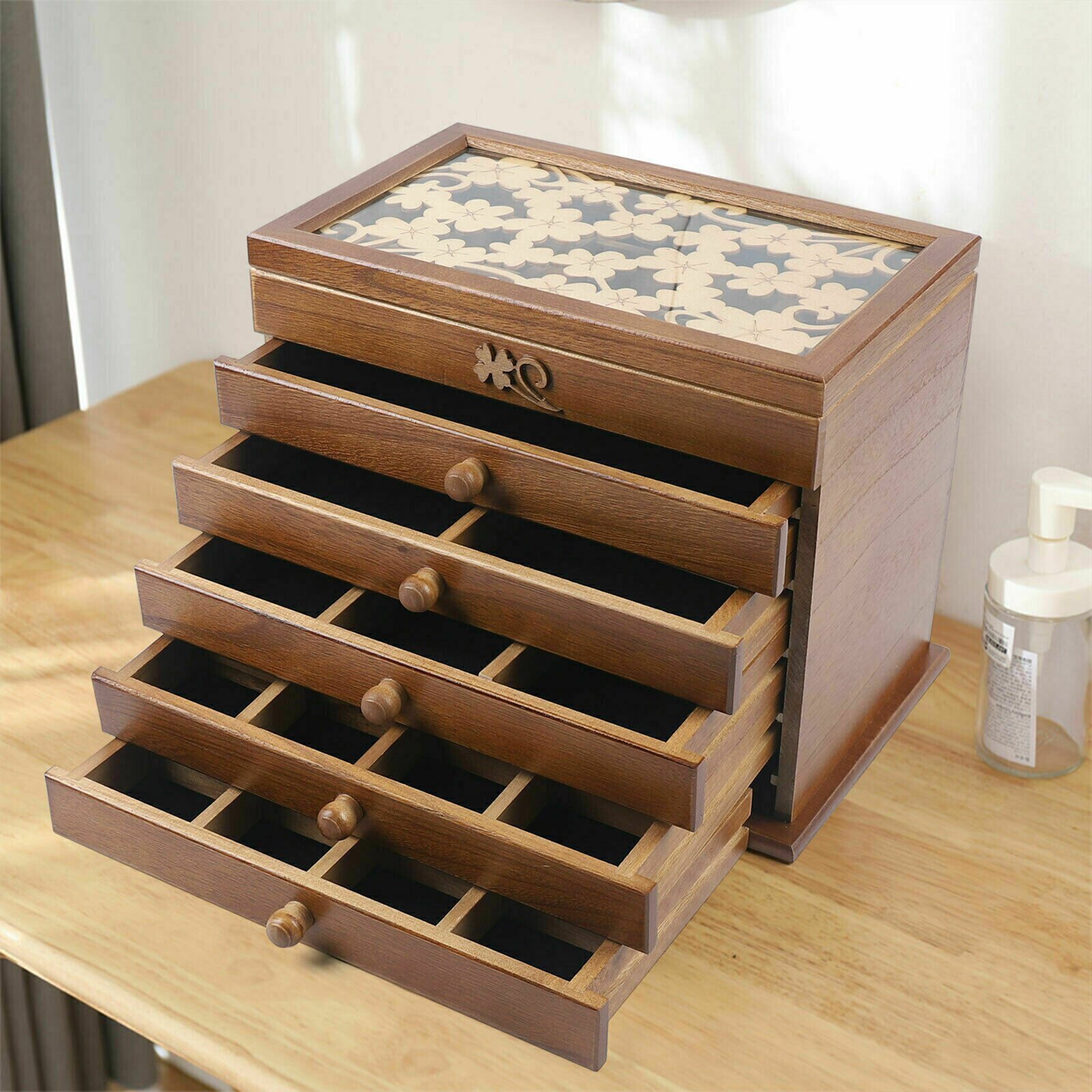 Vintage Style Large Handmade Wooden Jewelry Box 