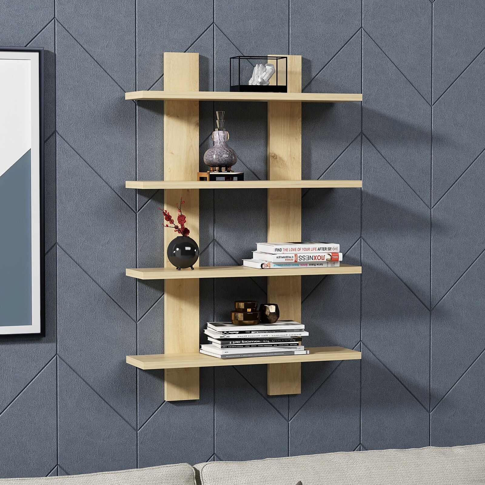 Wall shelf column for large walls