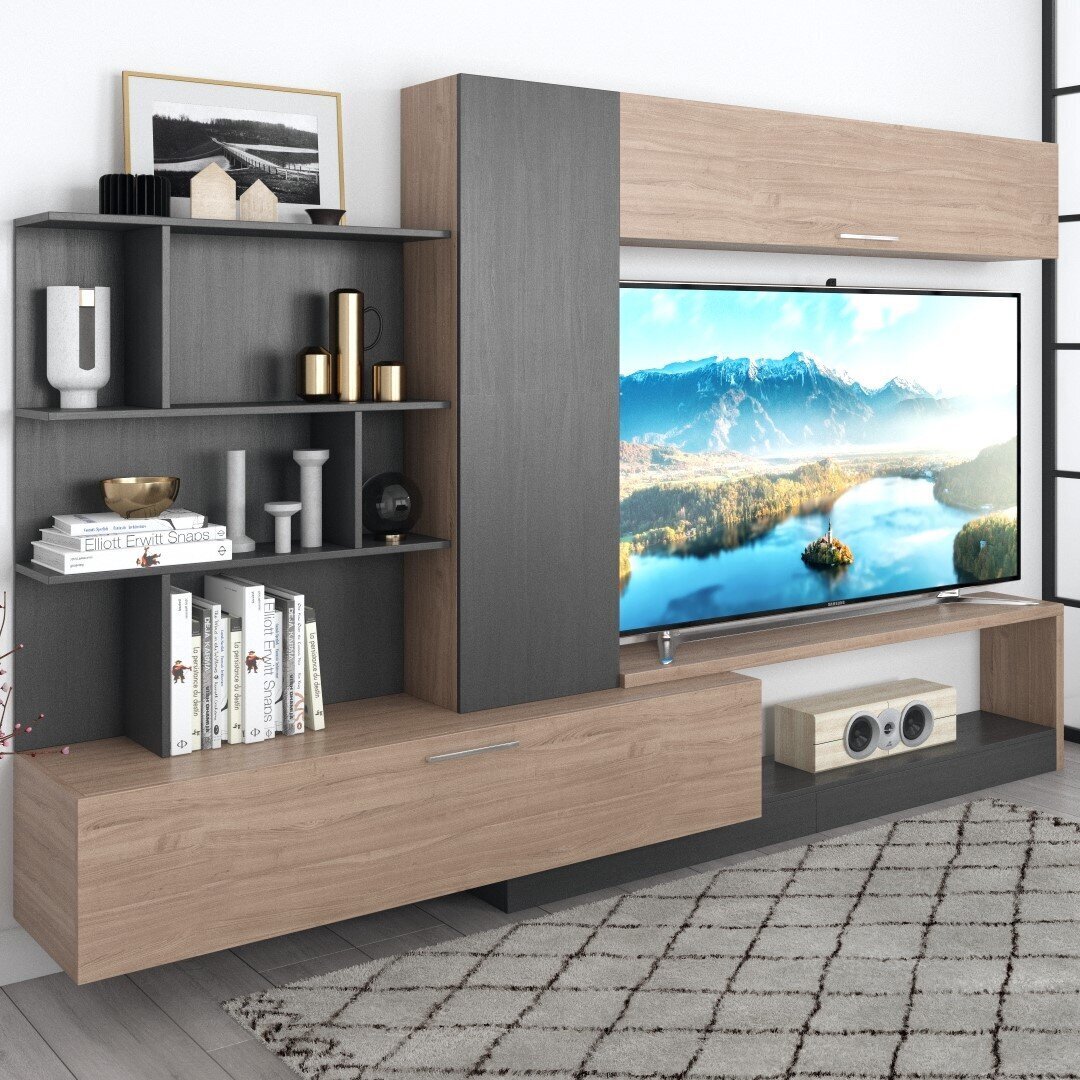 Wall Unit for TV with Asymmetrical Design
