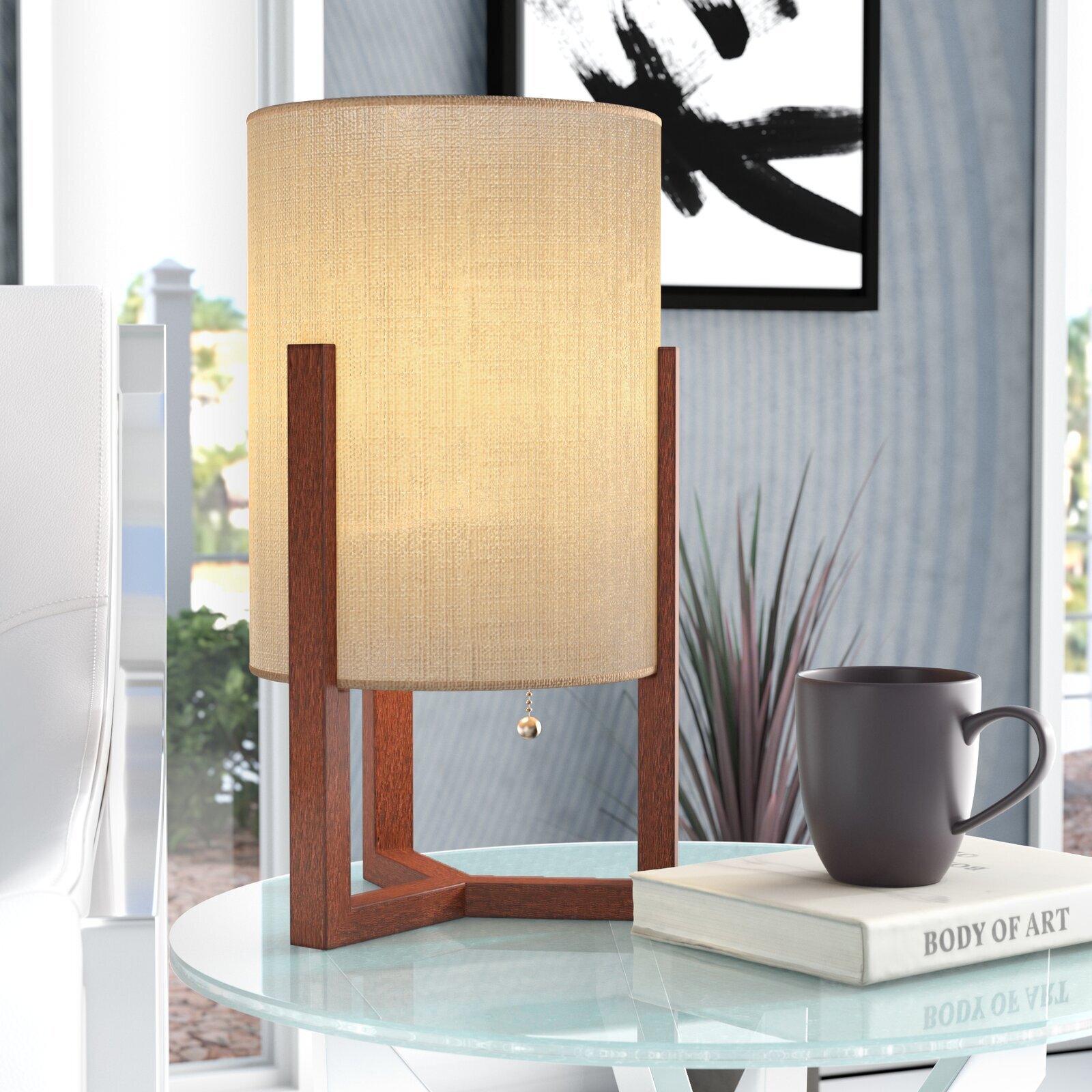 Walnut Japanese Table Lamp