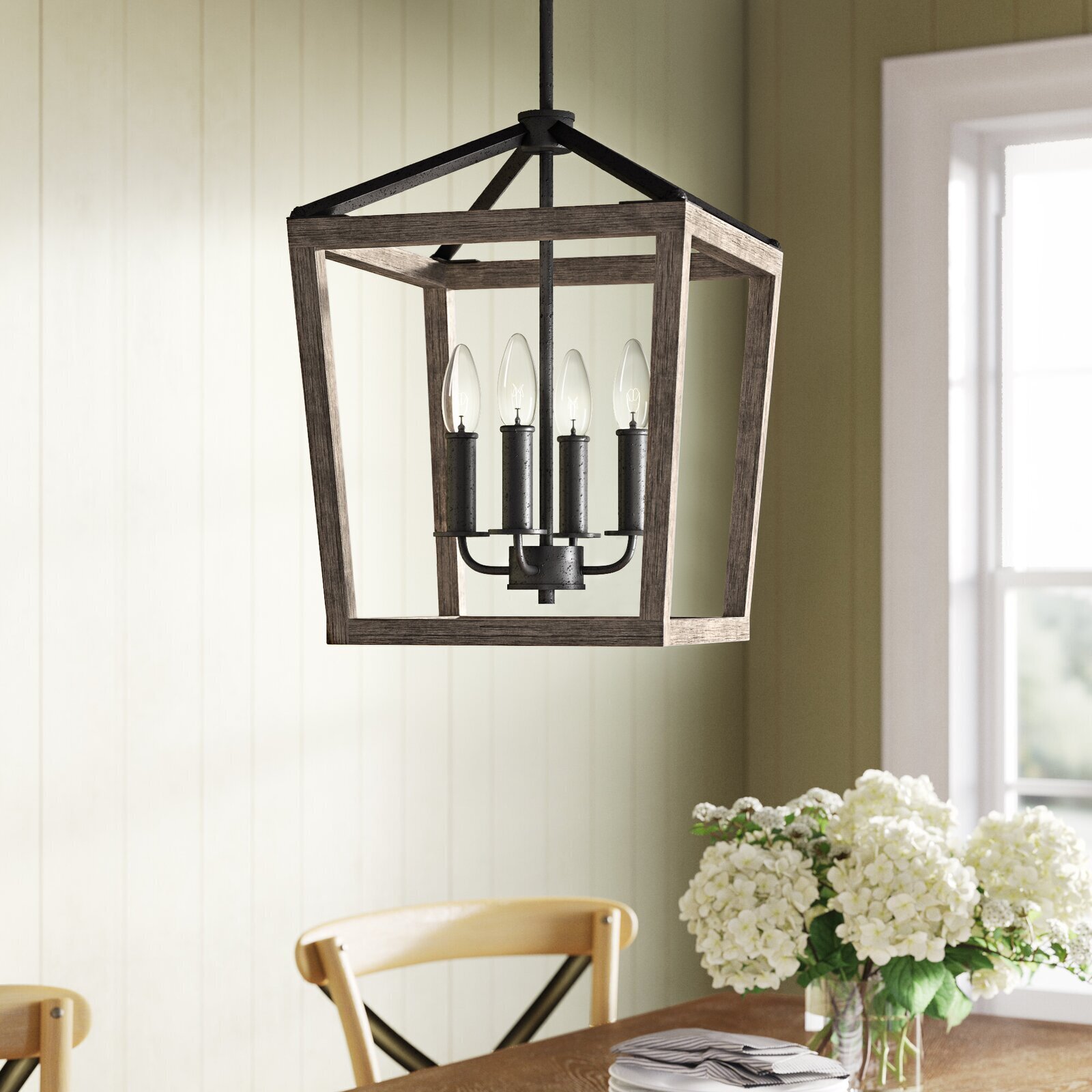 Weathered Oak Light Lantern Chandelier