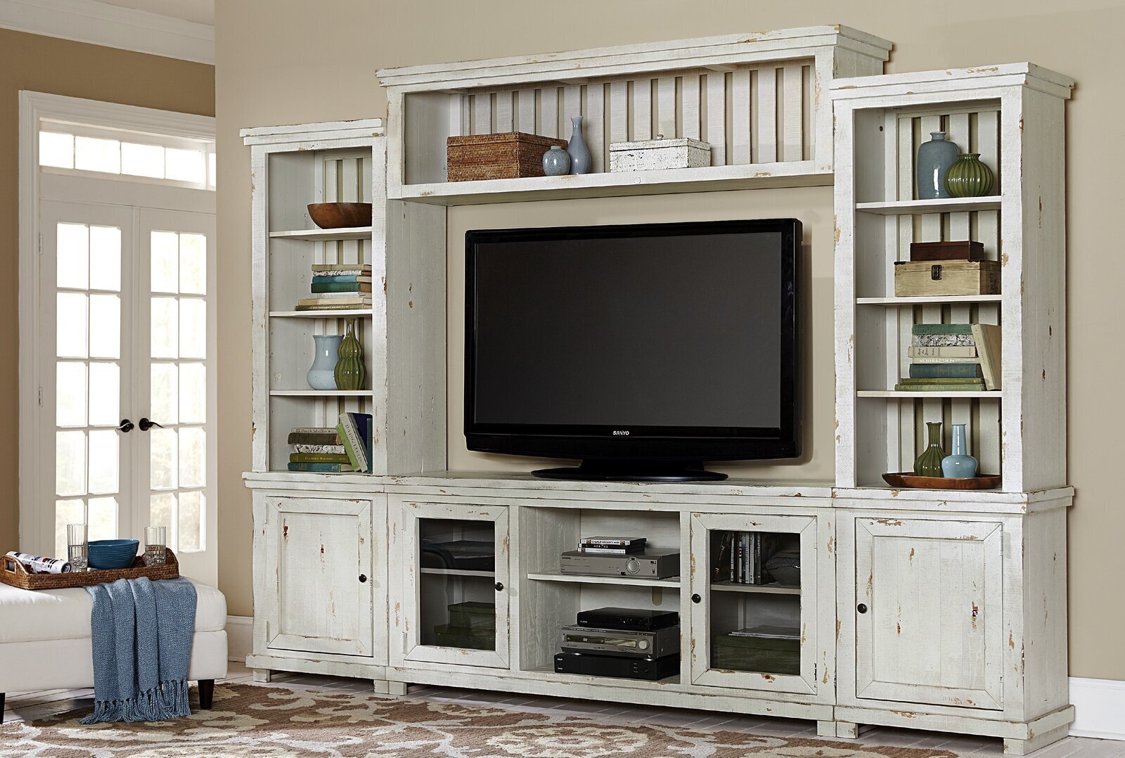 Weathered White Entertainment Center