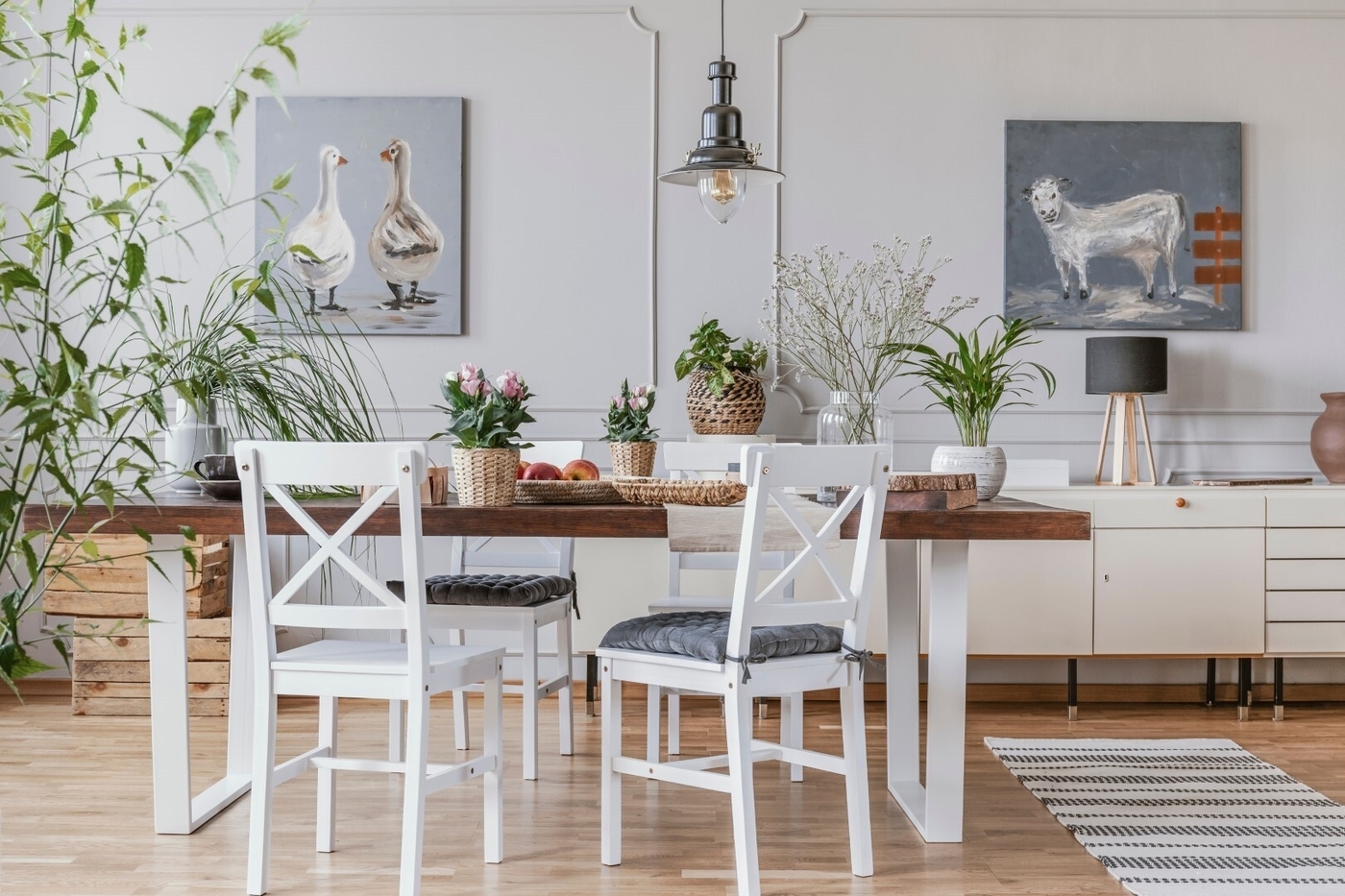 White chairs at table