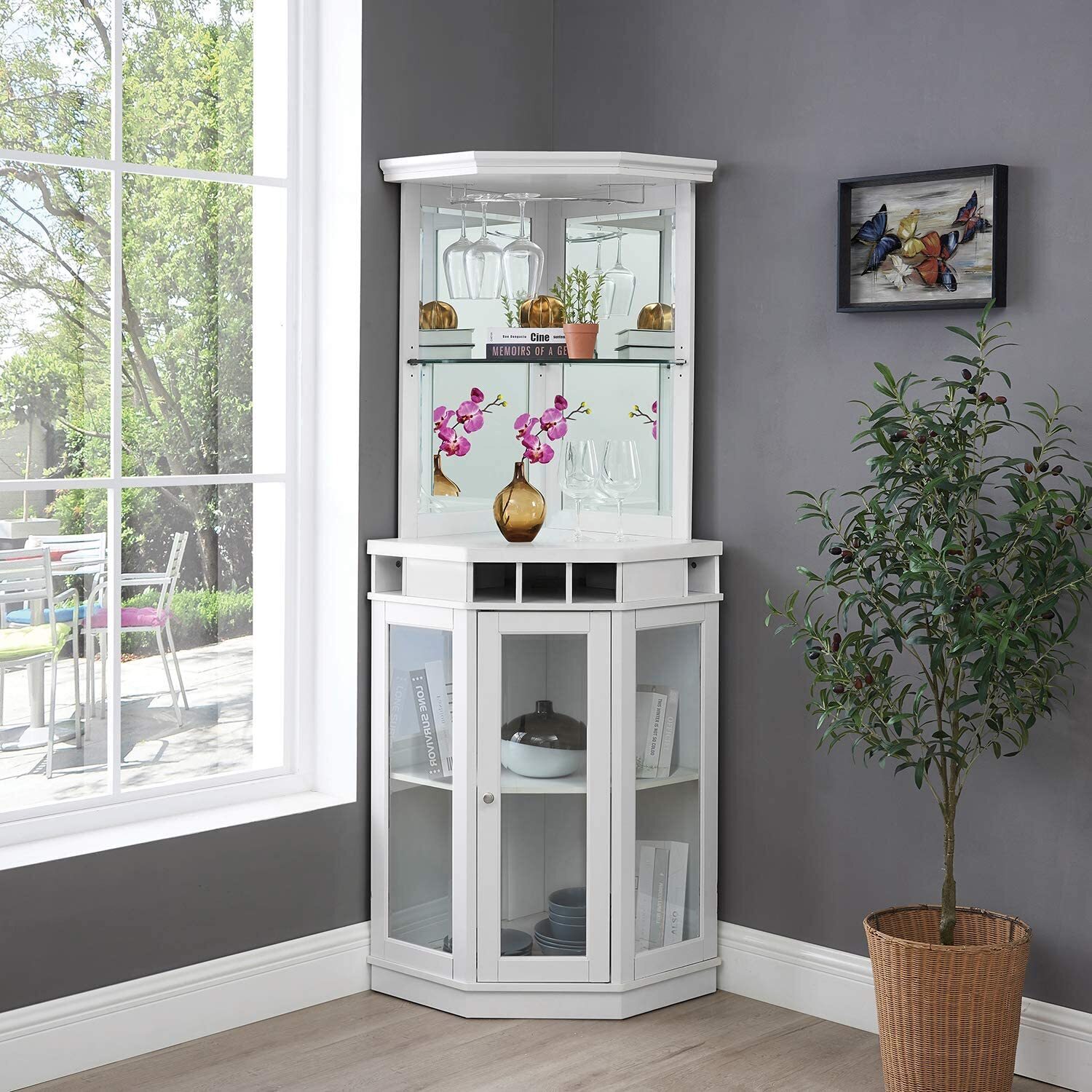 White Corner Bar Cabinet