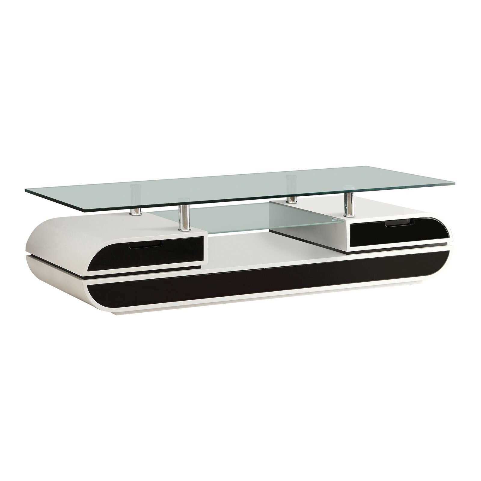 White Curved Base Stand With Glass Top 