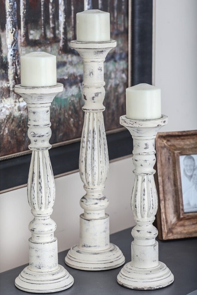 White Extra Large Candle Holders