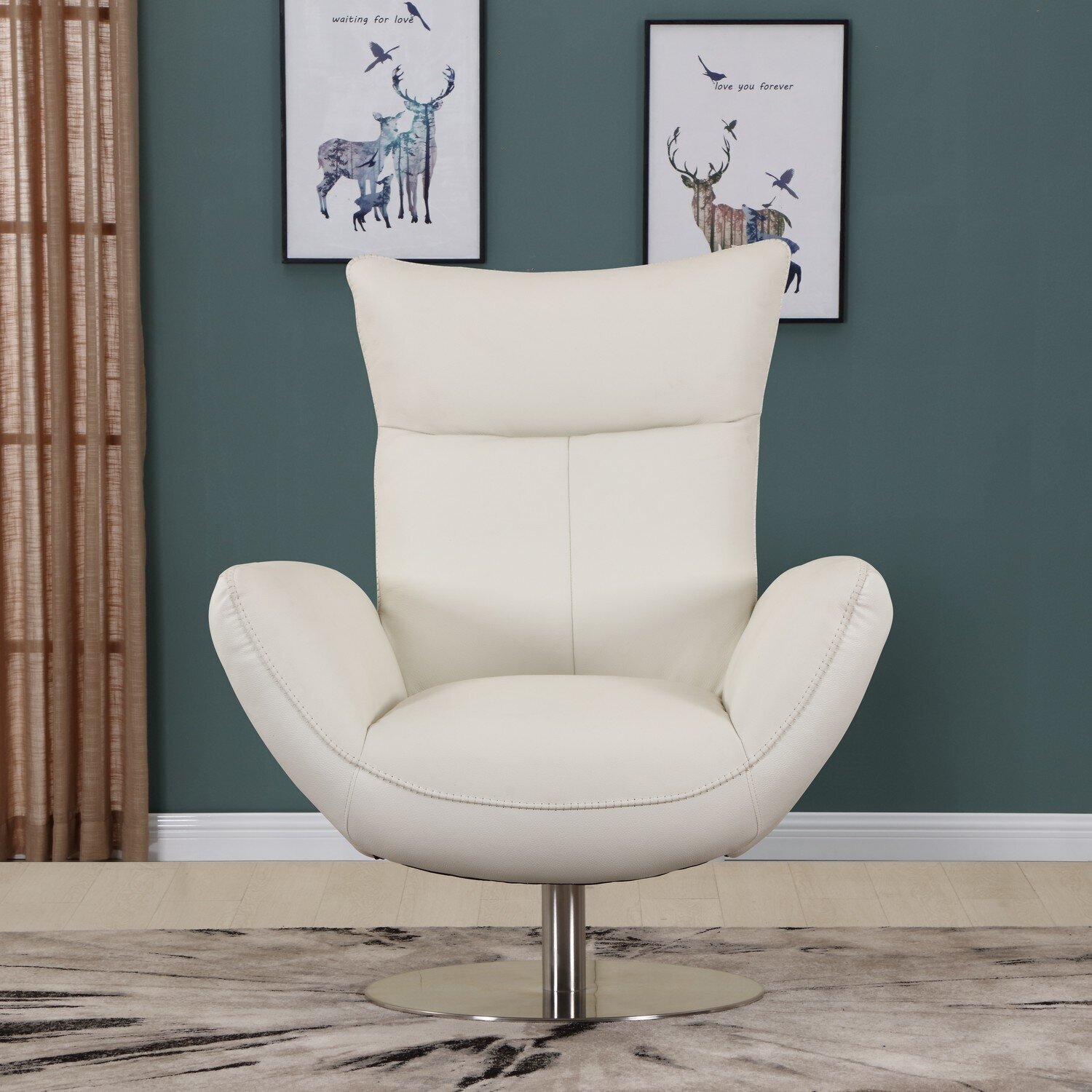 White Leather Swivel Chair