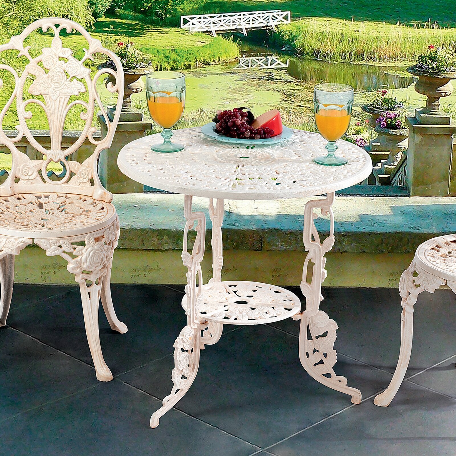 White Victorian Cast Iron Bistro Table 
