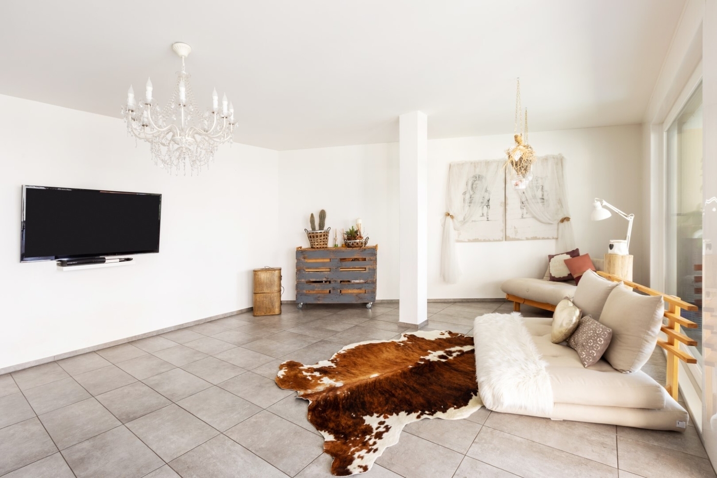 White walls and stylish furnishings