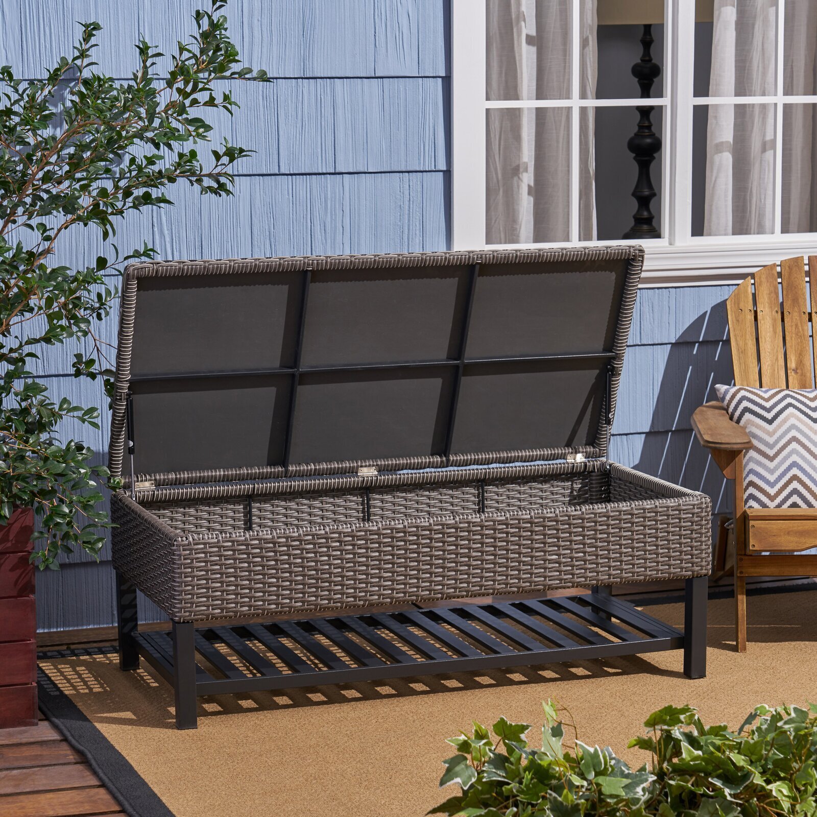 Wicker Bench with Storage