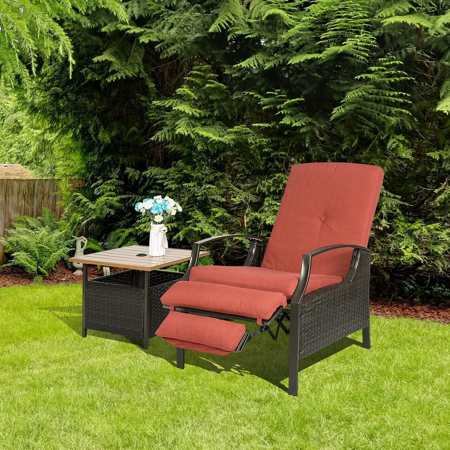 Wicker Recliner Chair with Added Cushions