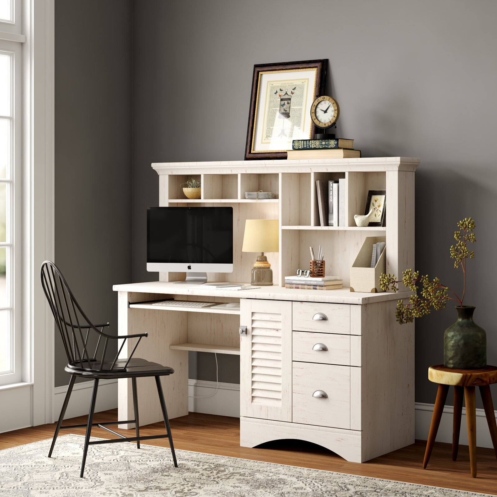 Wide Cream Wooden Desk 