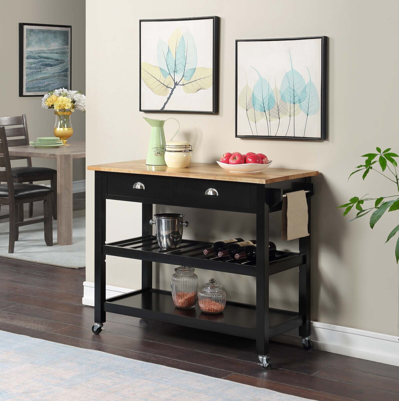 Wide Rolling Kitchen Island