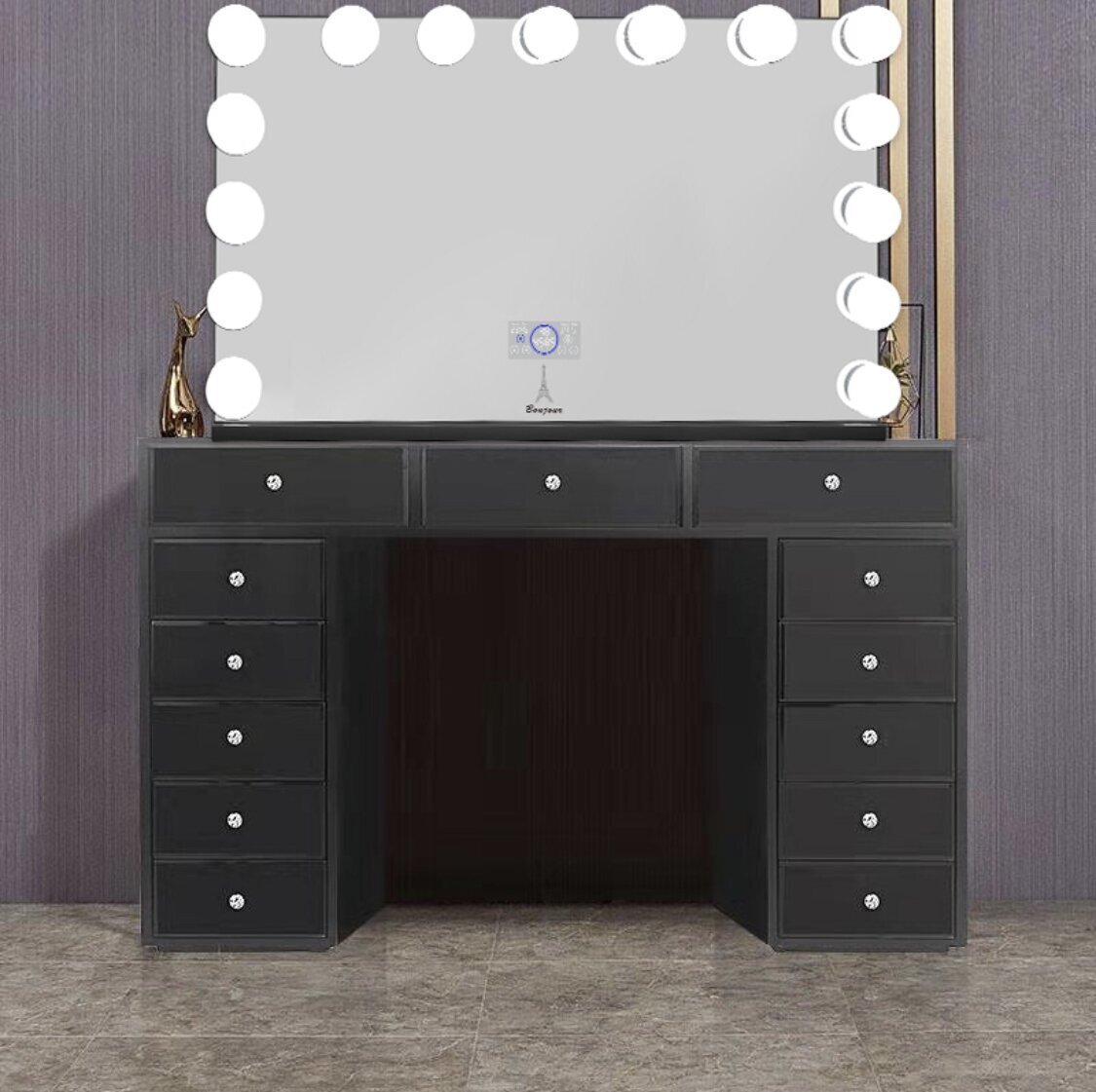 Wide Vanity Desk With Mirror