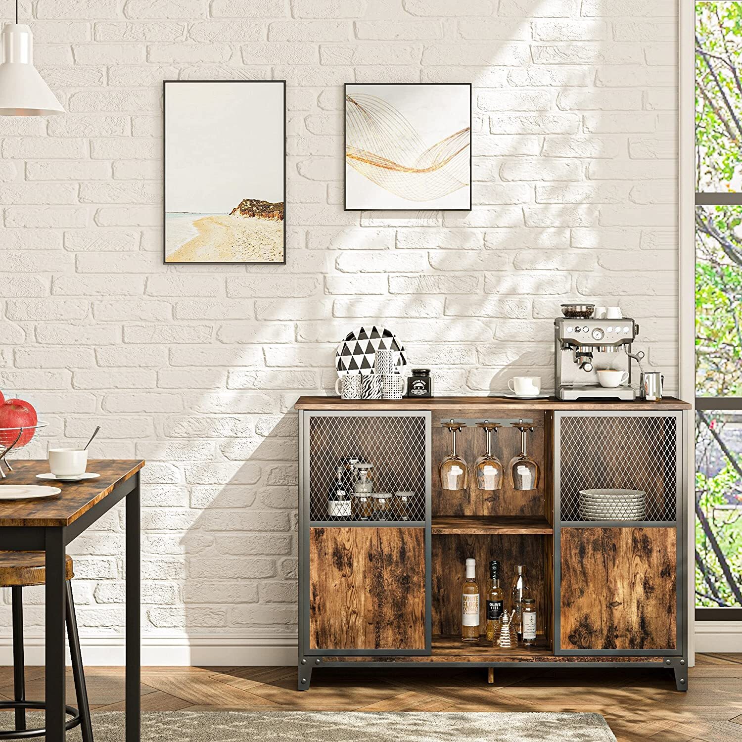 Wide wall mounted bar cabinets for home