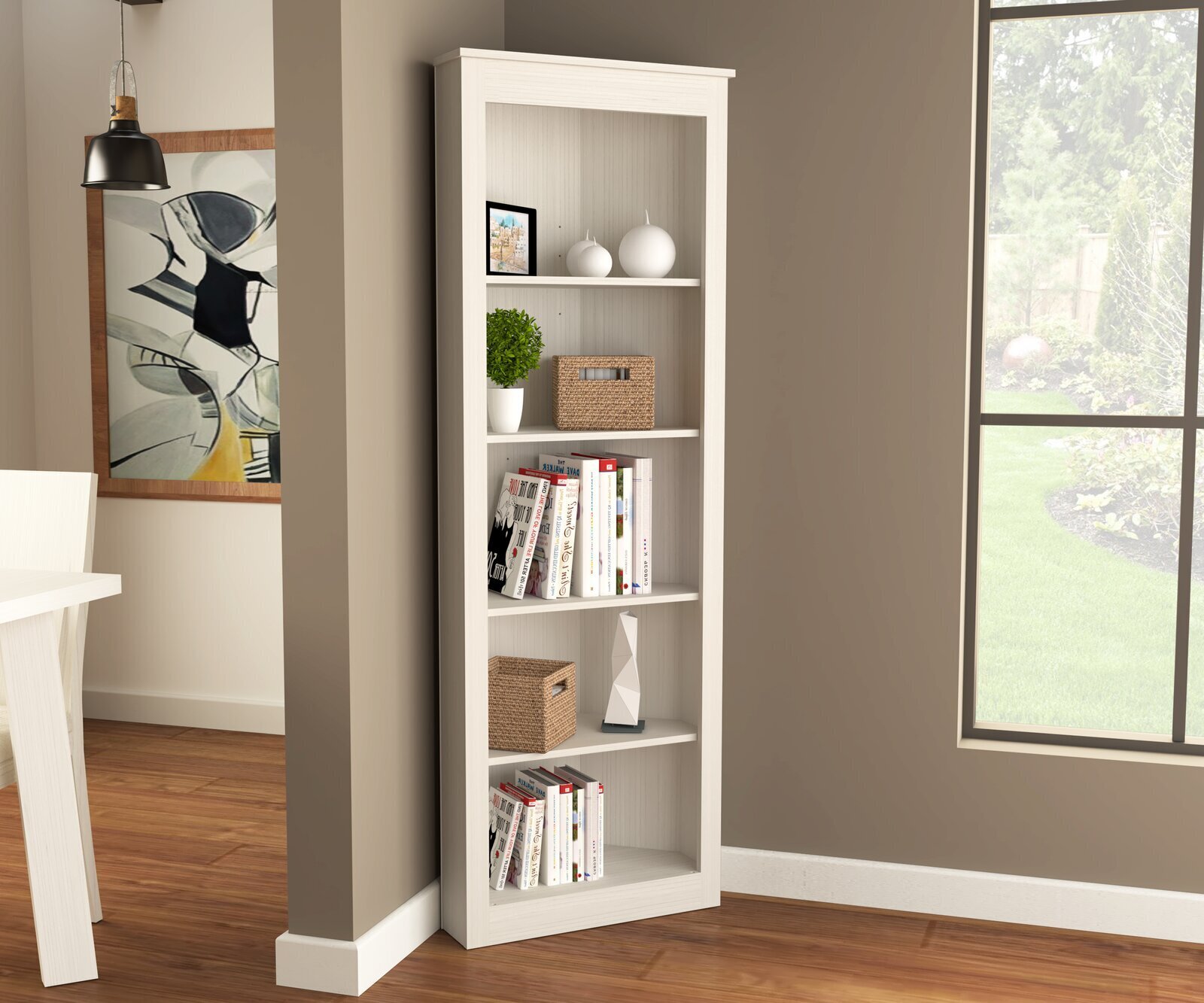 Wide White Wood Corner Cabinet 