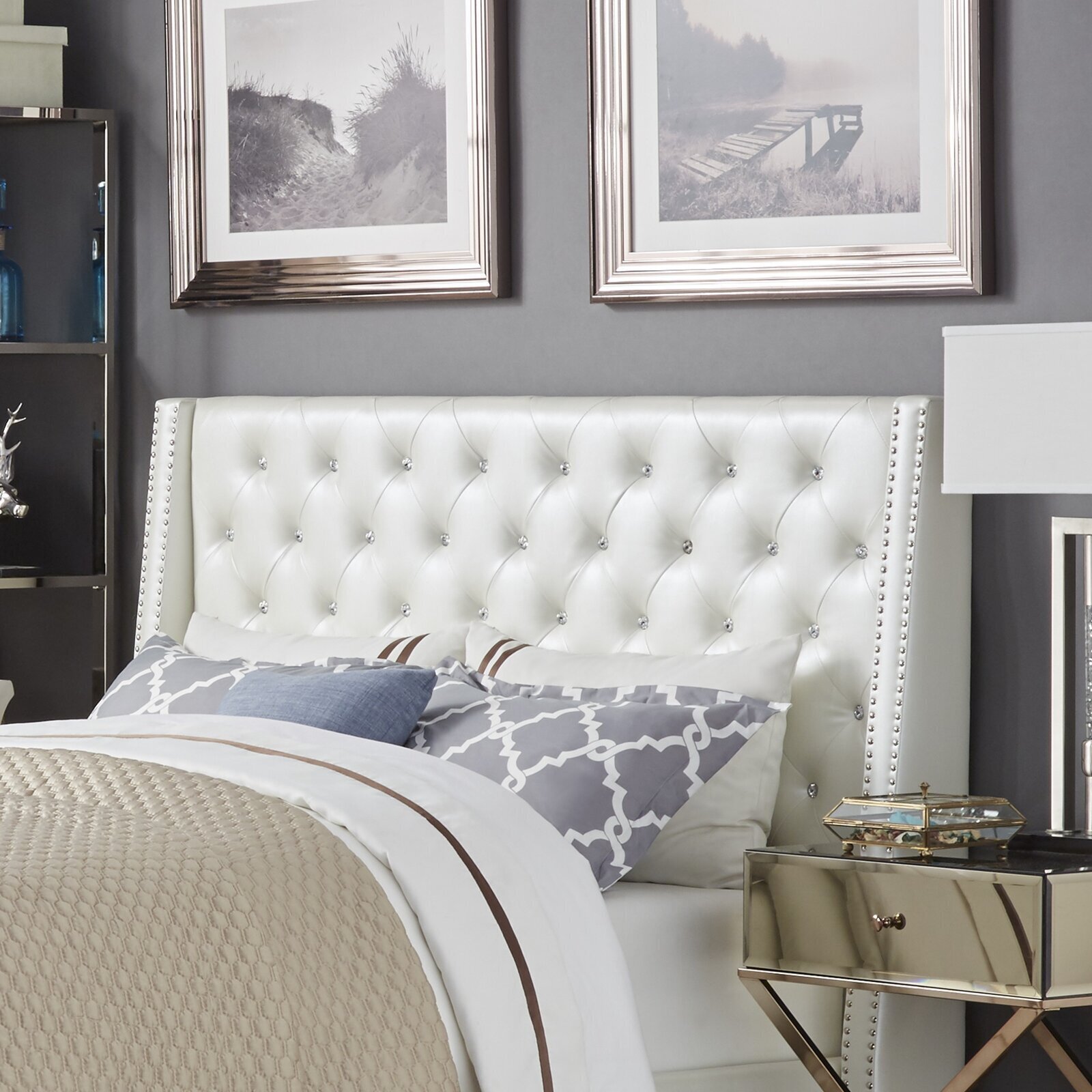 Wingback Leather King Headboard
