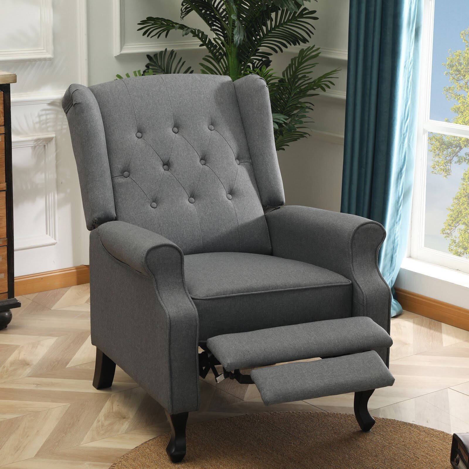 Wingback Queen Anne Recliner Chair 