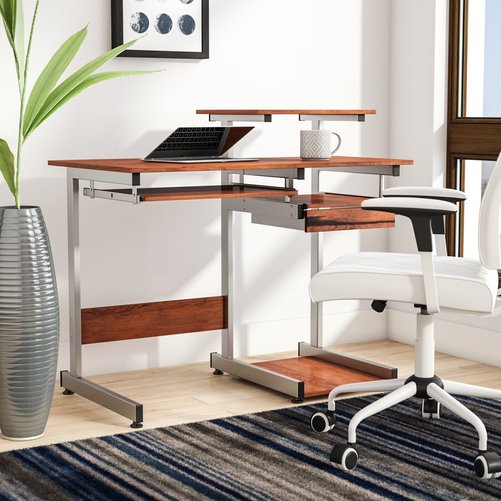 Wood and Metal Computer Desk