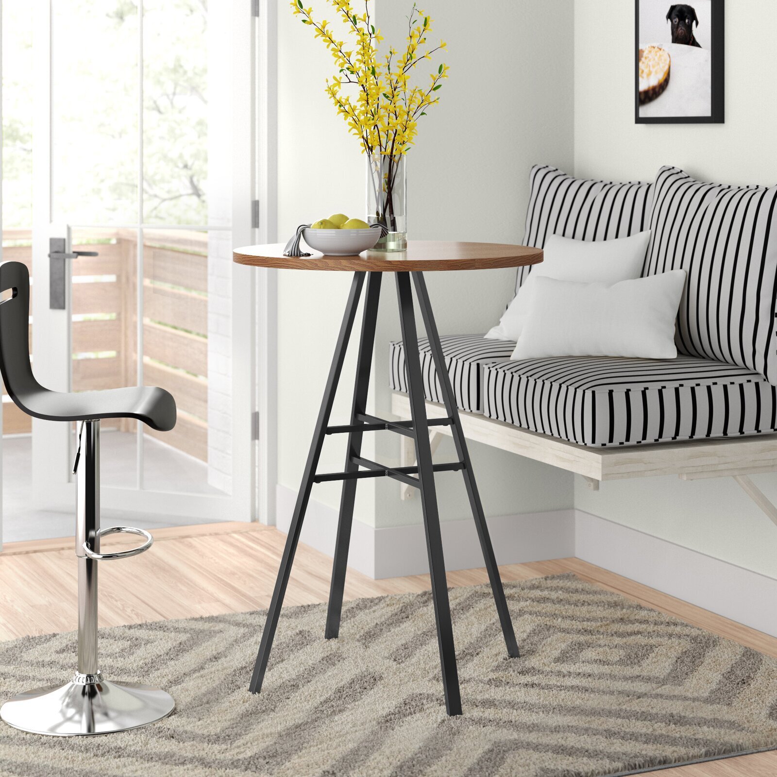 Wood and Metal Reverse Style Tulip Pub Table