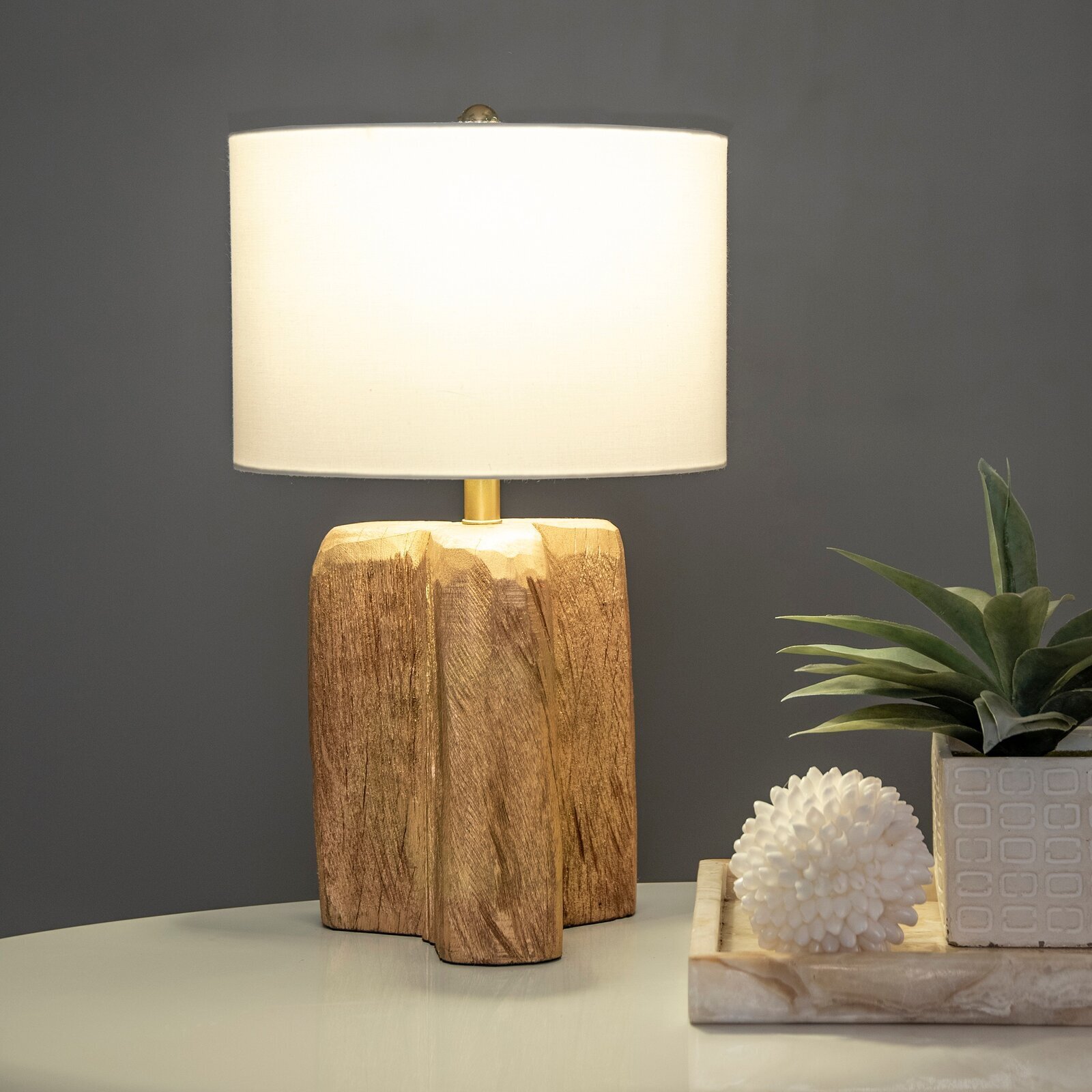 Wood Block Table Lamp