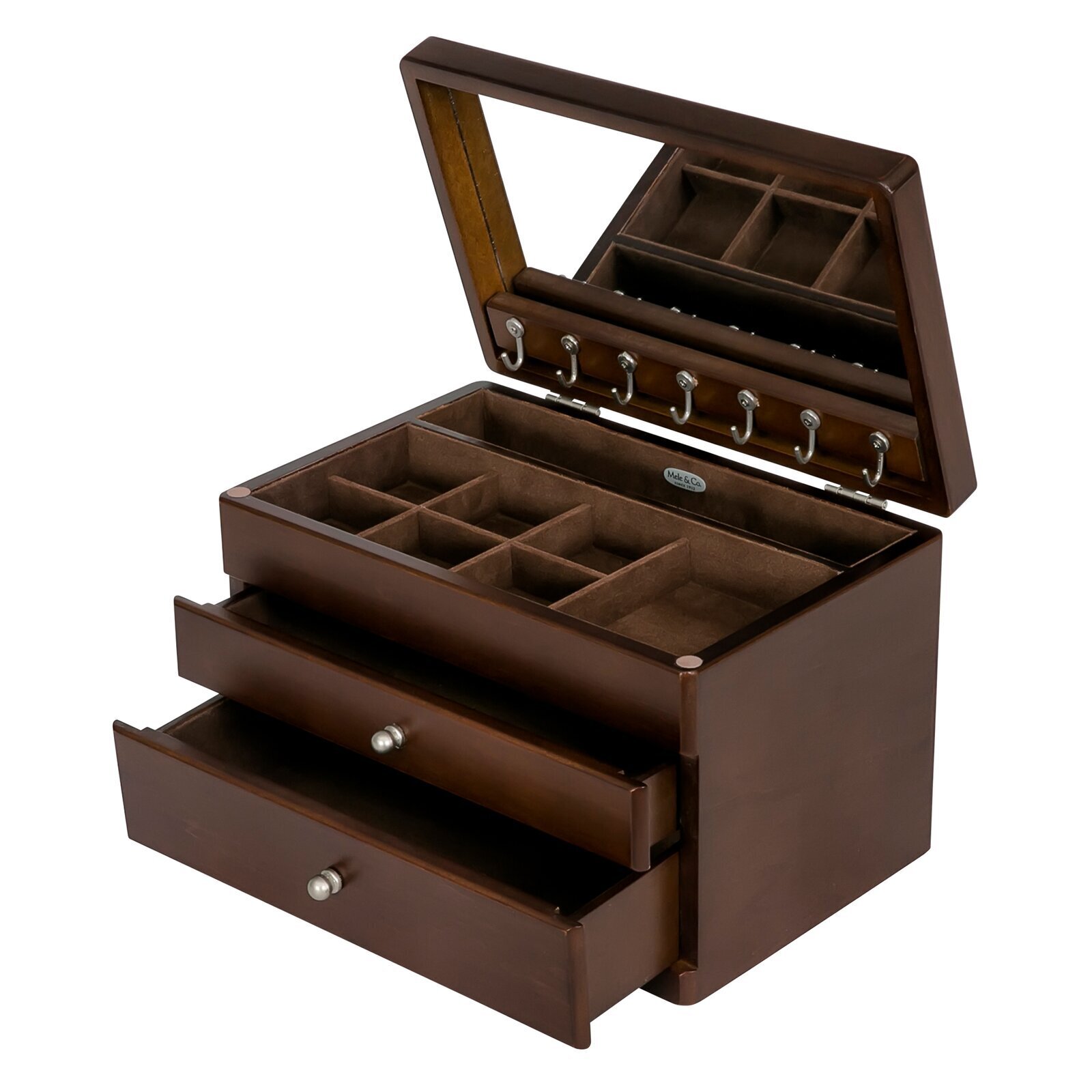 Wood Jewelry Box with Drawers