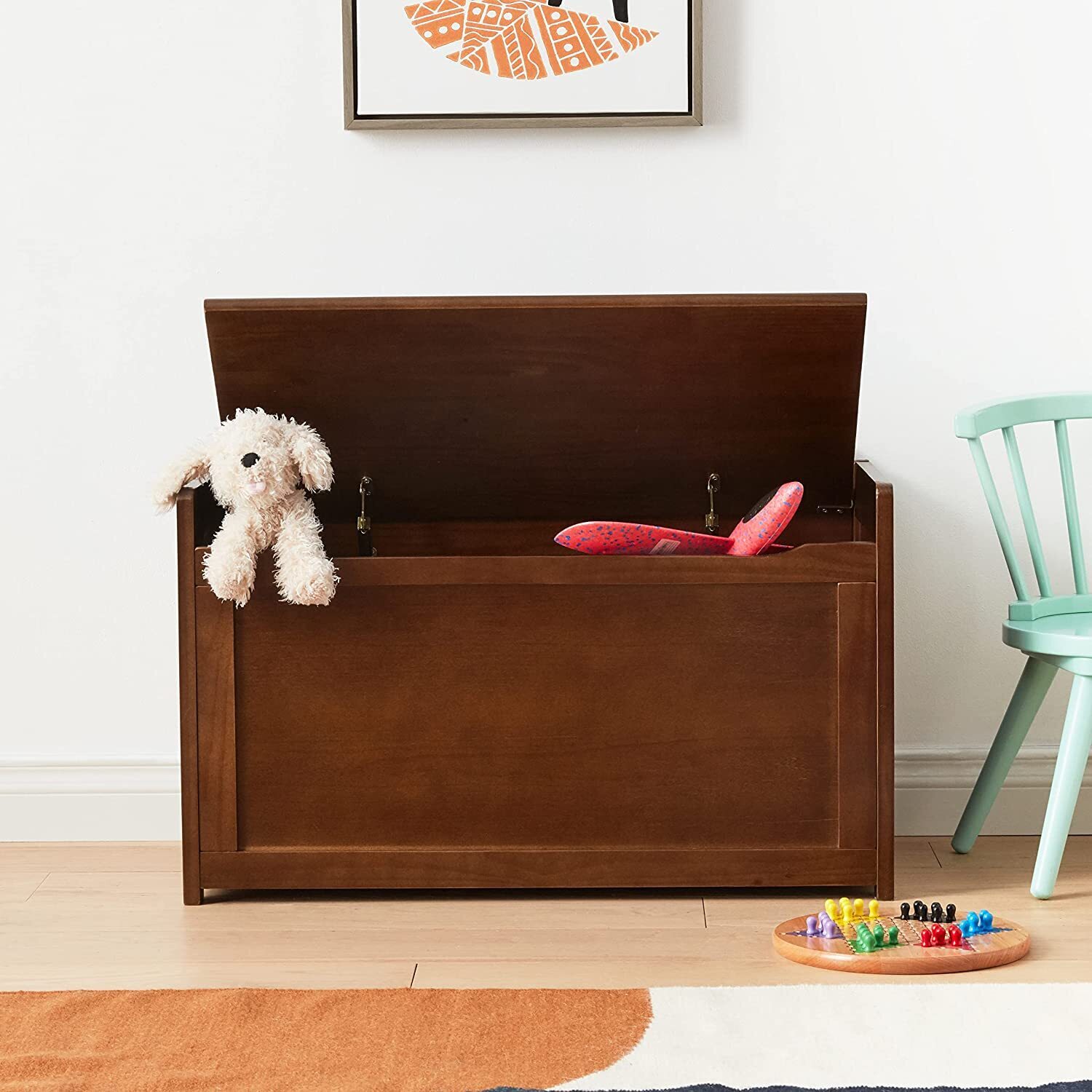 Wooden kids bench with storage