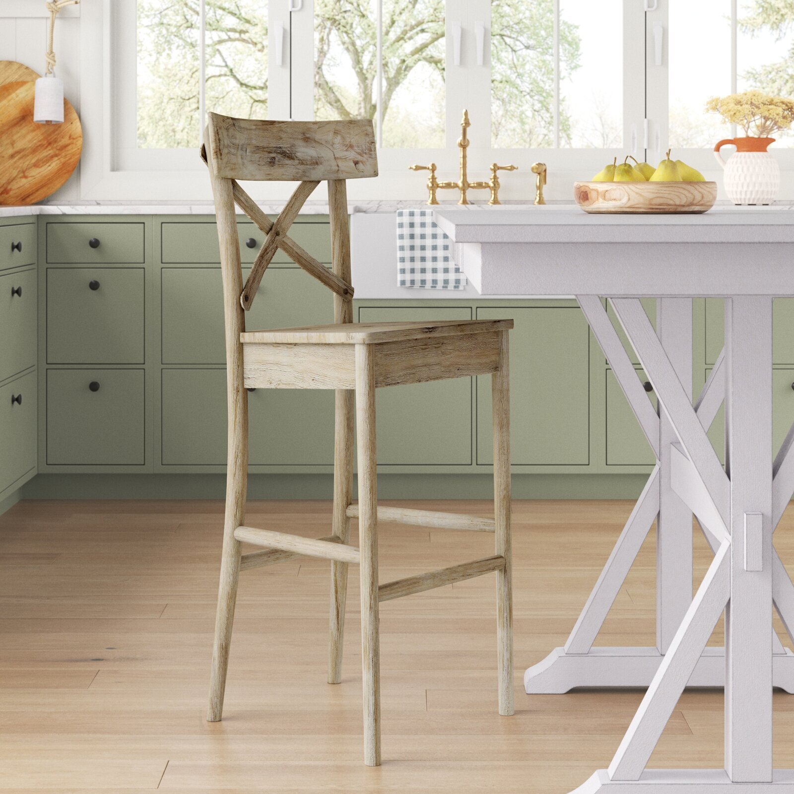 Wooden square bar stool