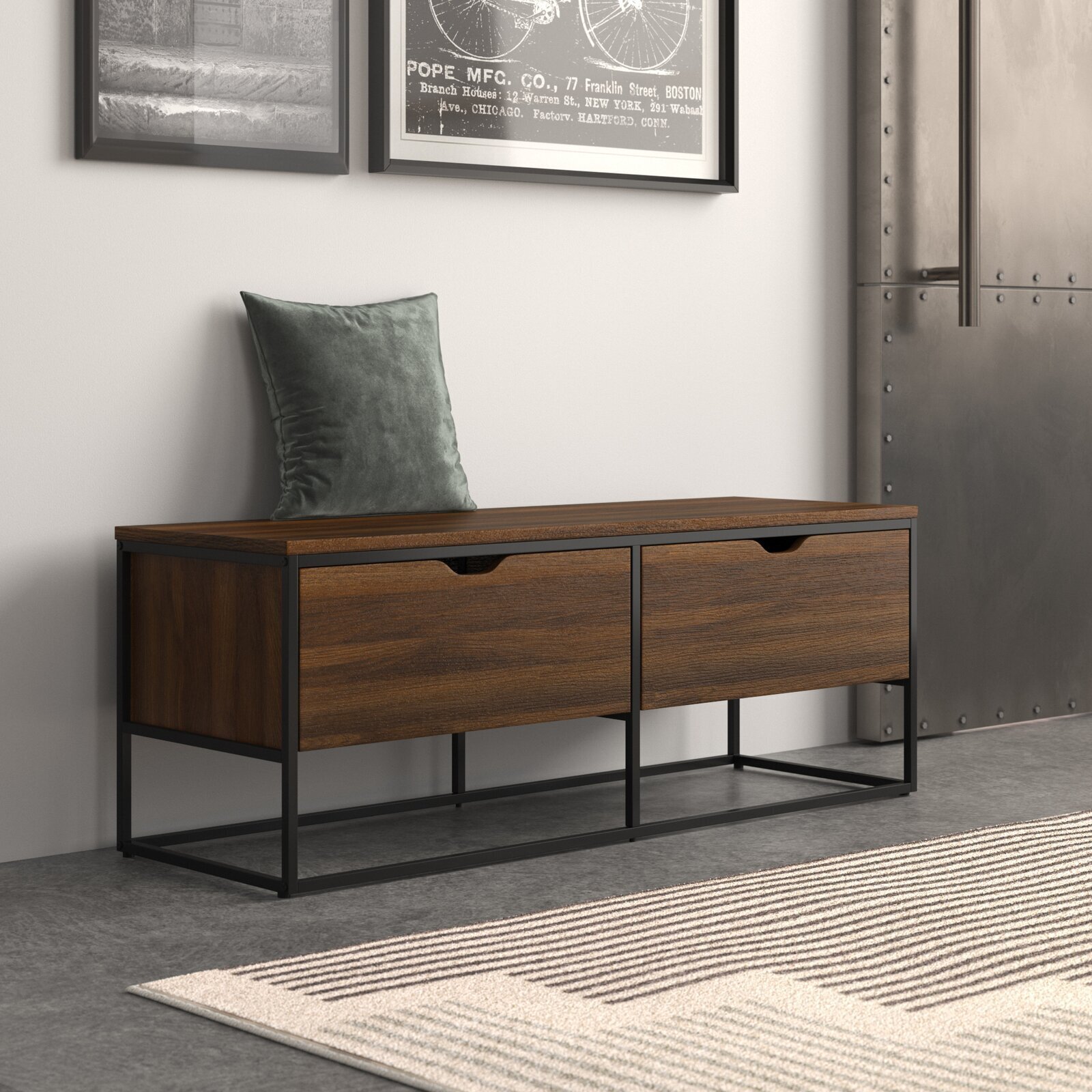 Wooden Storage Bench Drawers