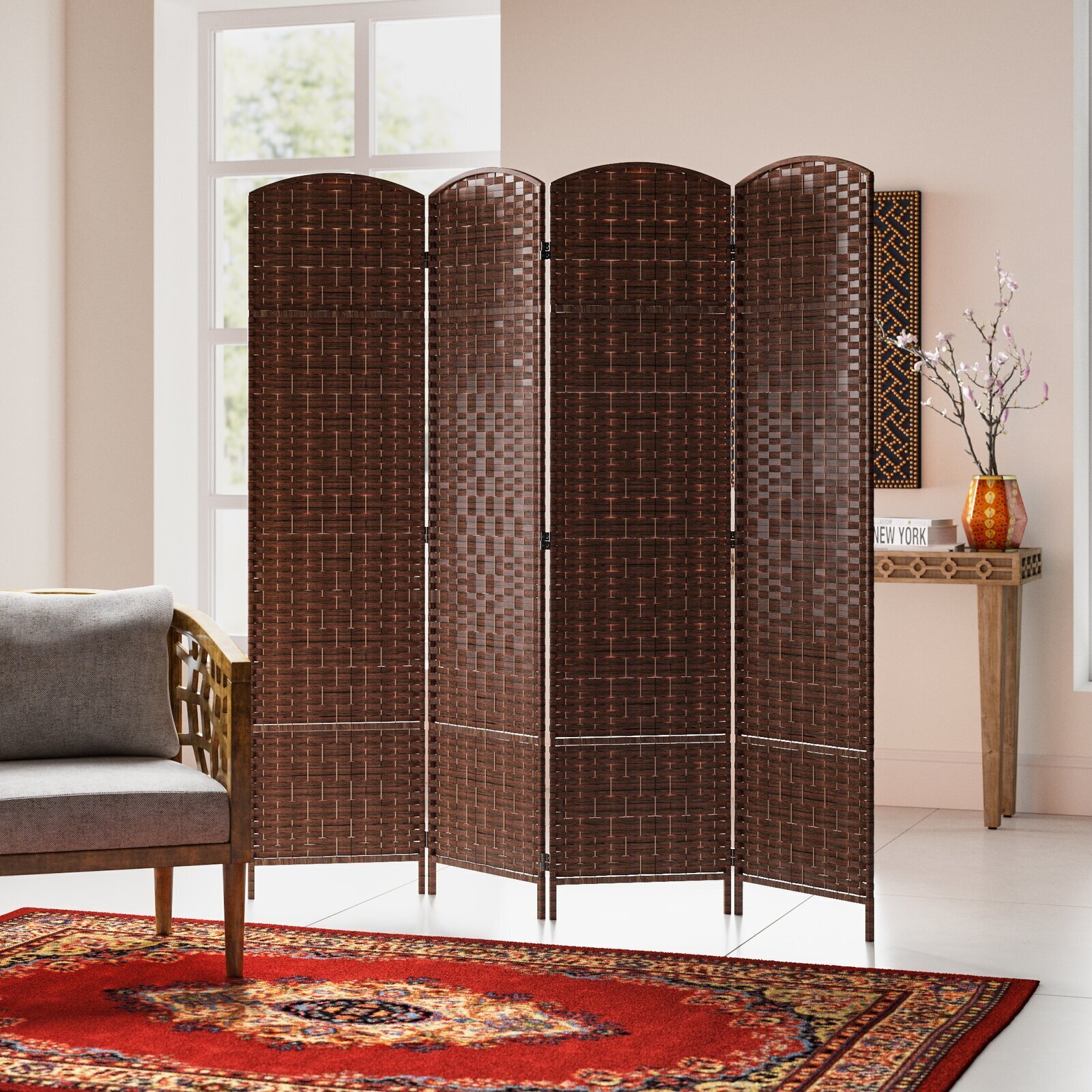 Woven Rattan Room Divider