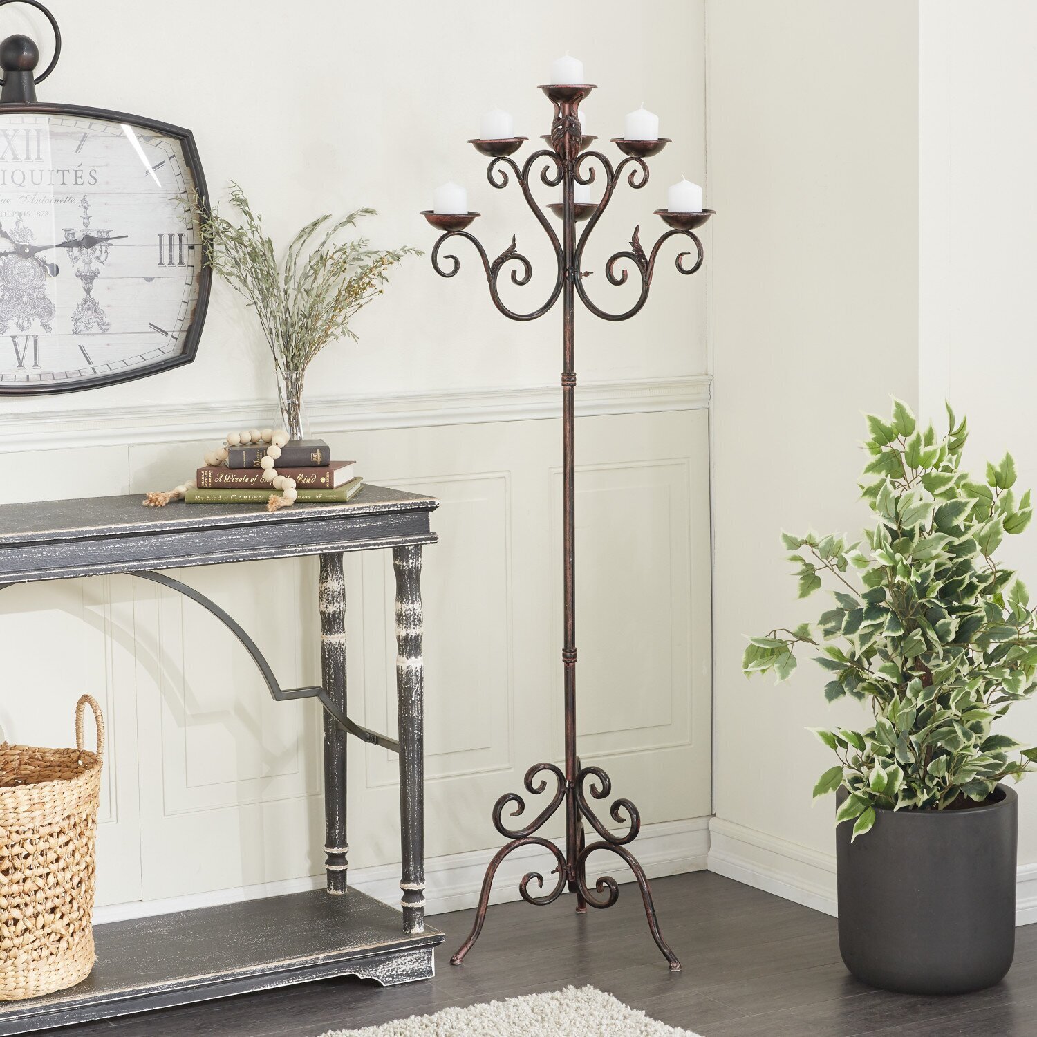 Wrought Iron Floor Standing Candelabra 