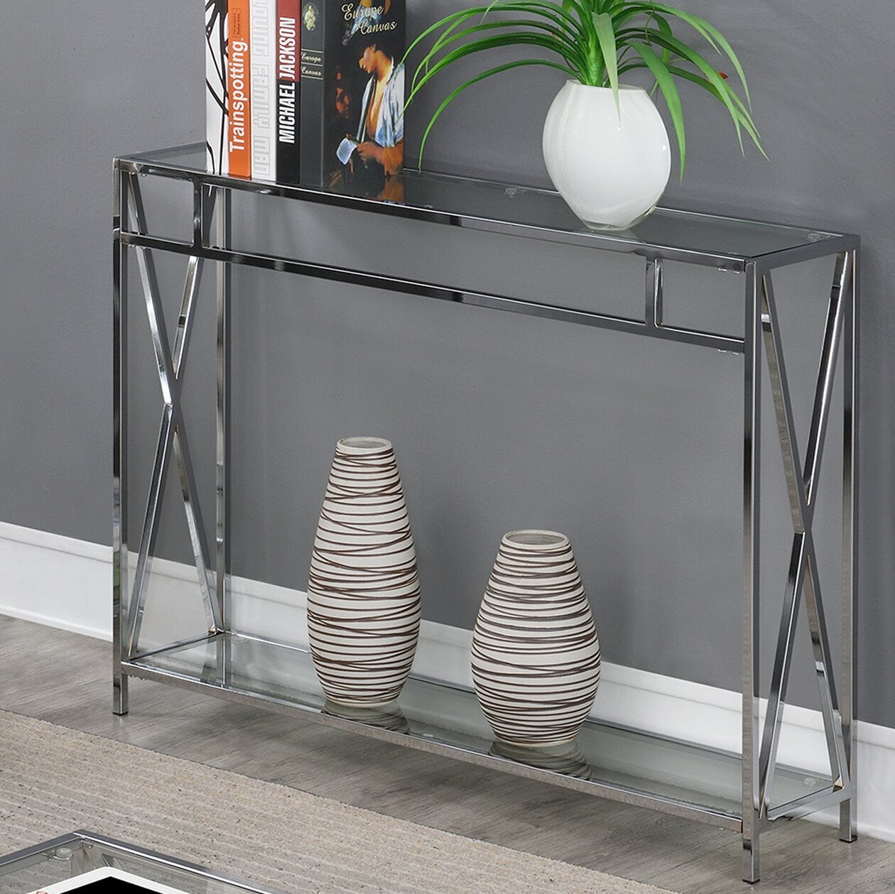 X Detail Chrome Console Table