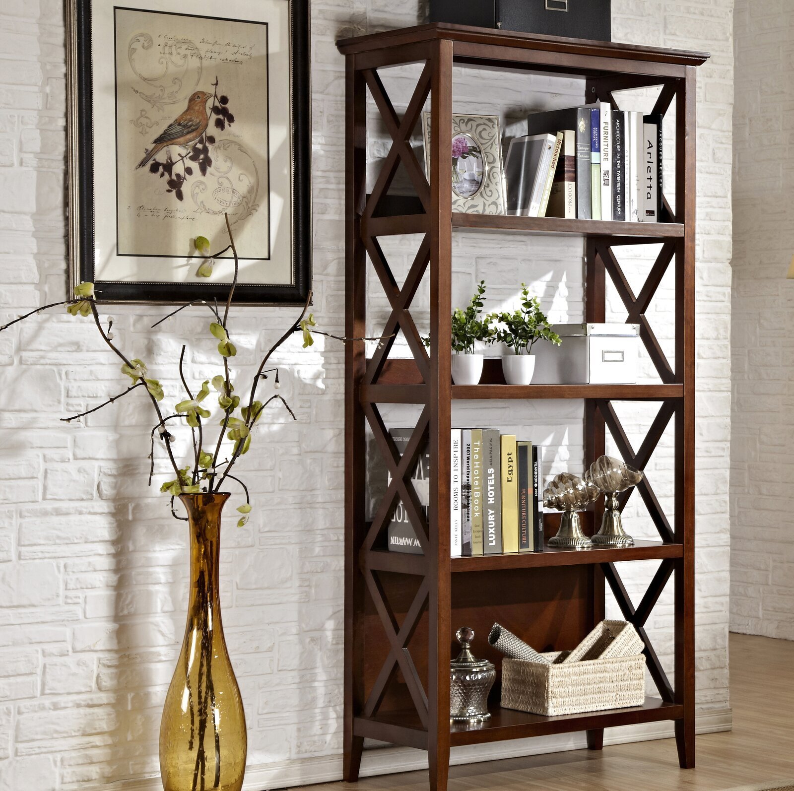 X Shape Design Antique Bookshelves
