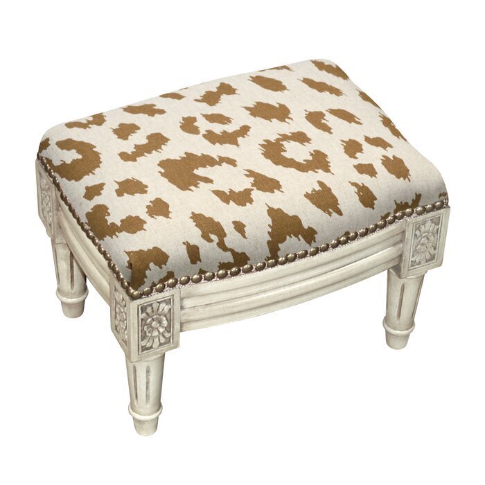 Animal Print Ottoman With Wood Frame