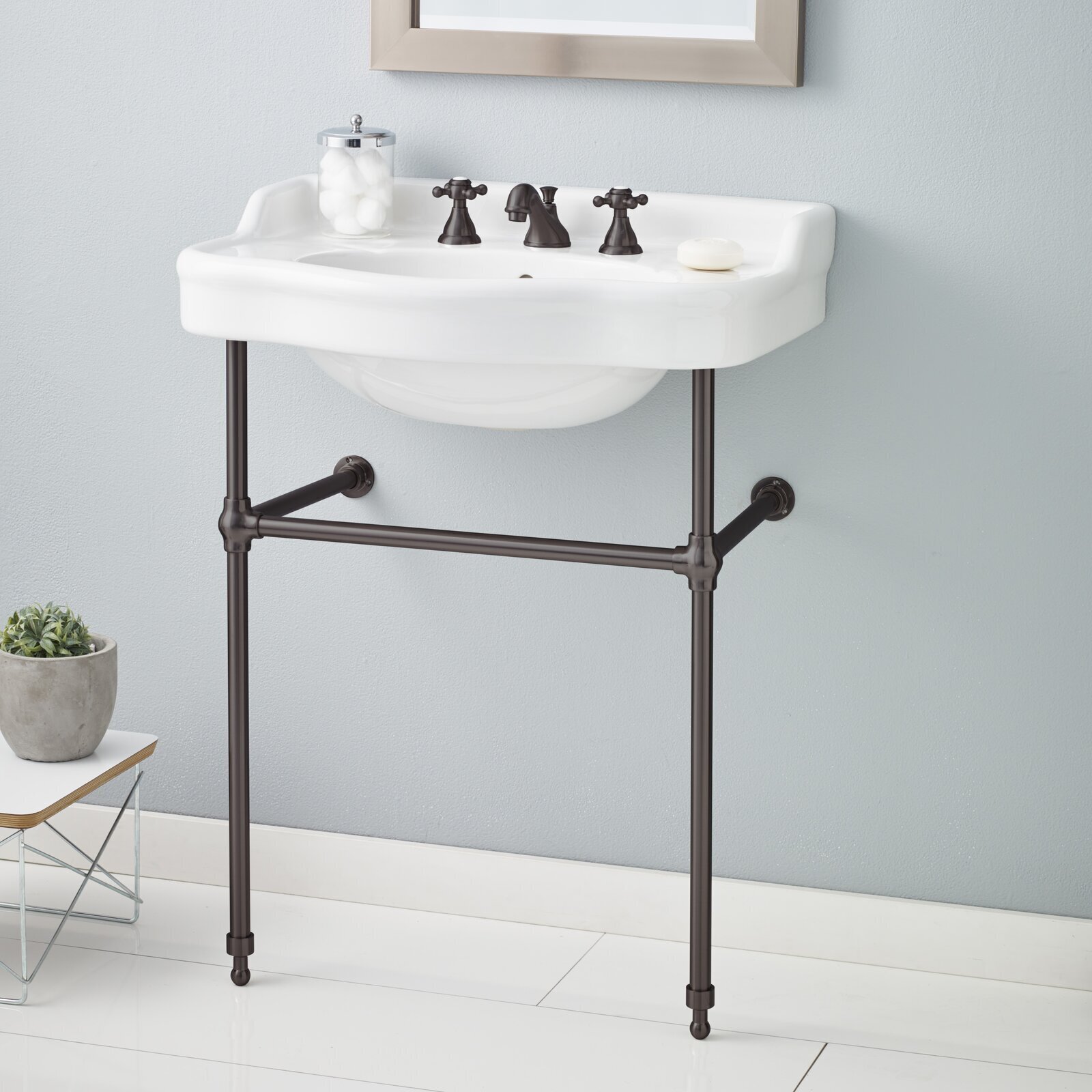 Antique Console Sink With Metal