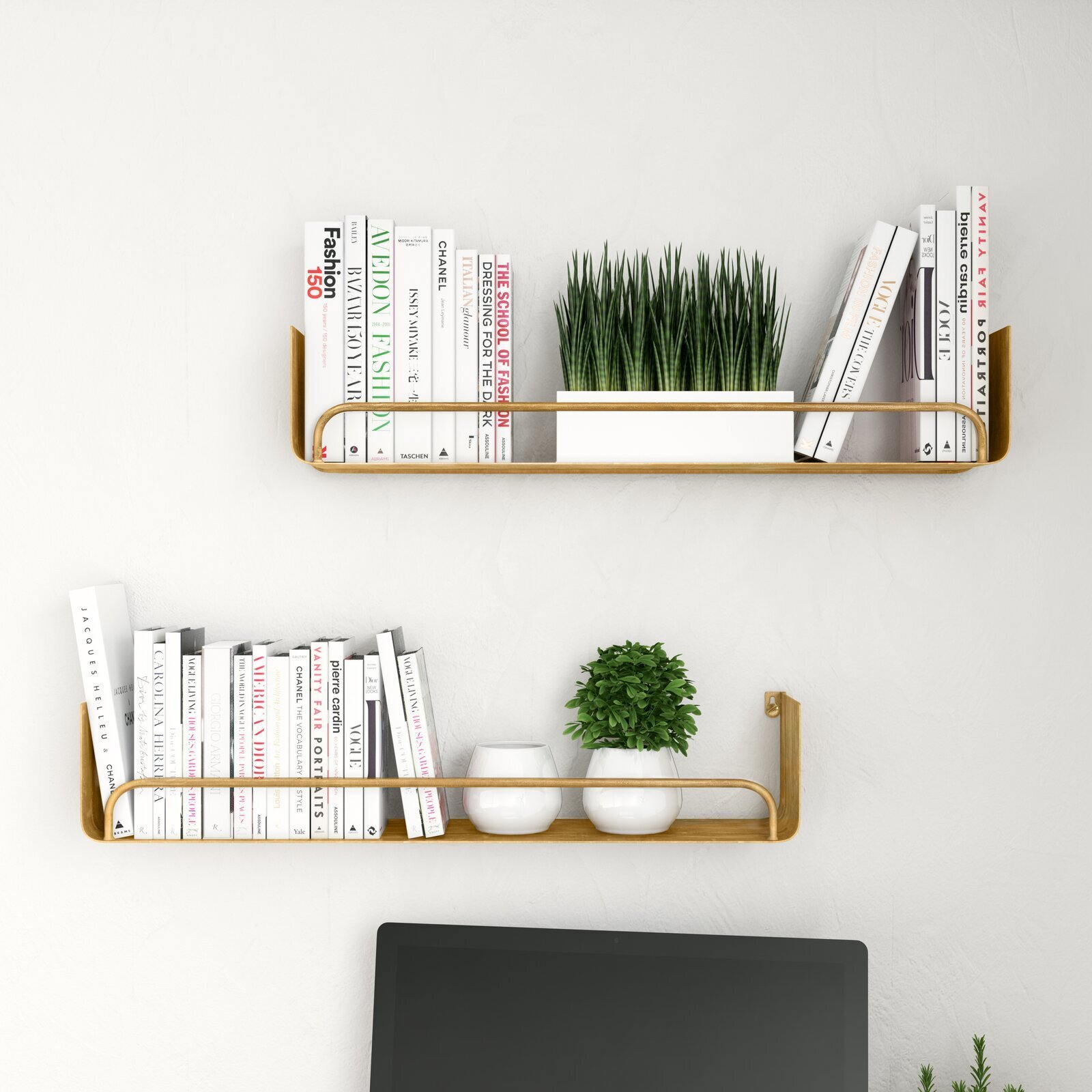 Brass Finish Hanging Bookshelves