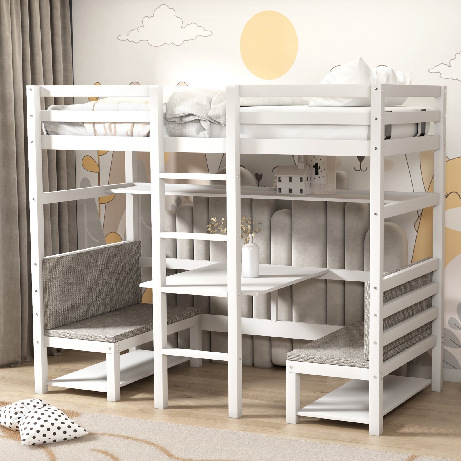 Bunk Bed With Convertible Picnic Table Style Desk