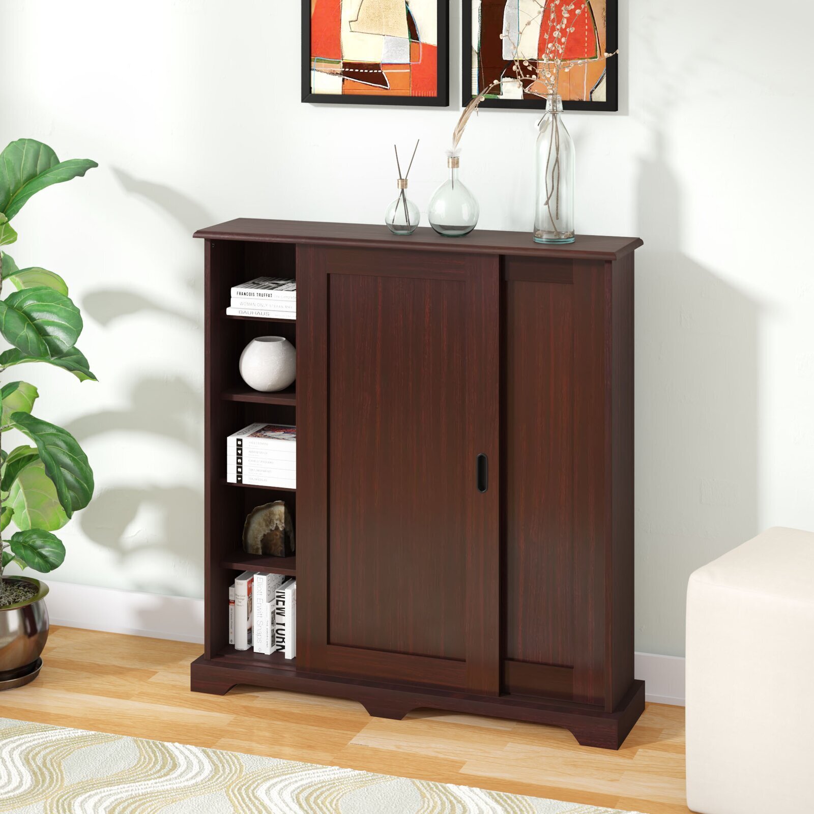 CD & DVD Storage Furniture Sliding Door Cabinet 