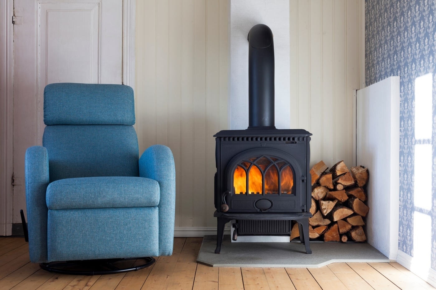 Comfy blue recliner armchair